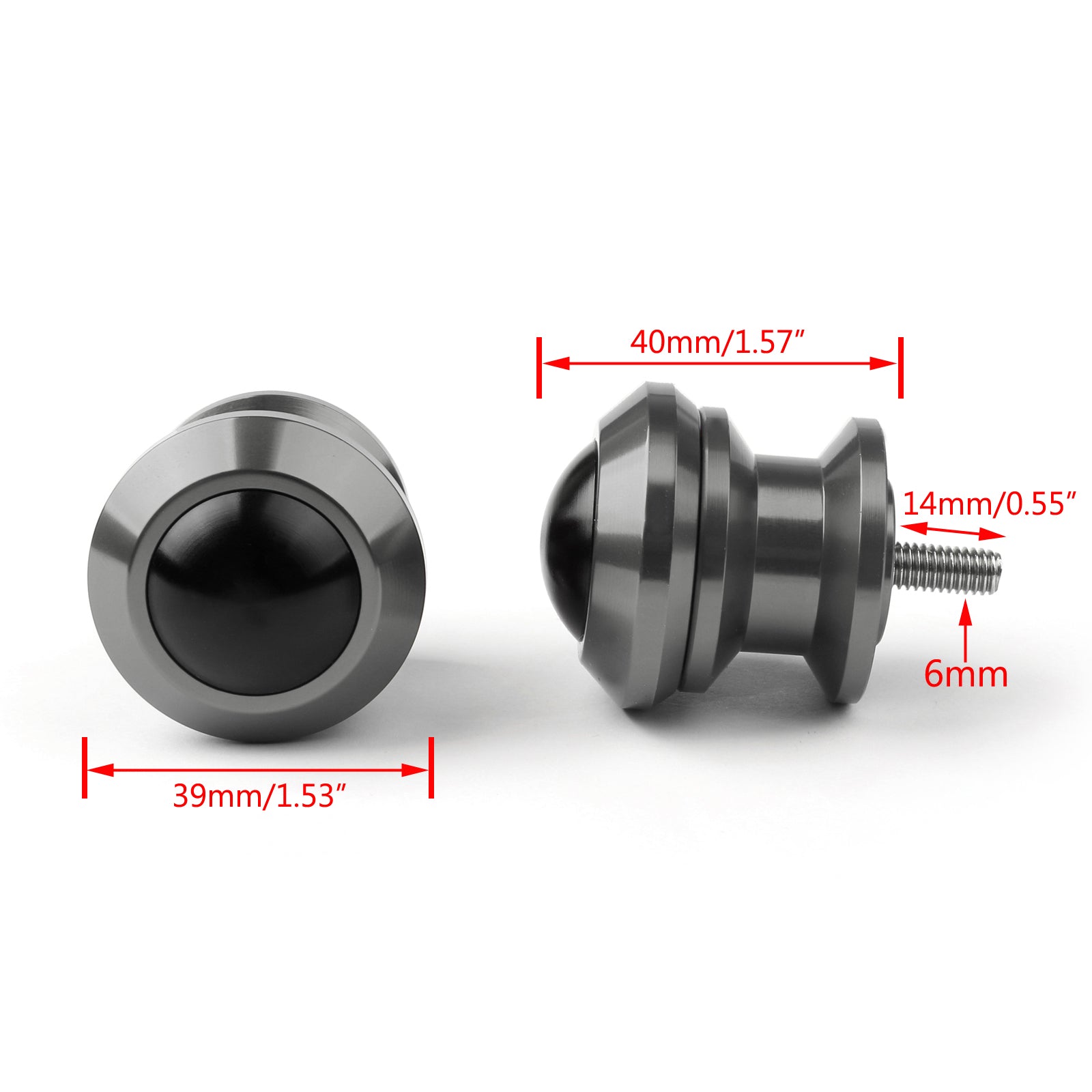 Pair 6mm Swingarm Sliders Spools For Yamaha MT01 MT09 YZF-R3 R1 MAX 530 Titanium