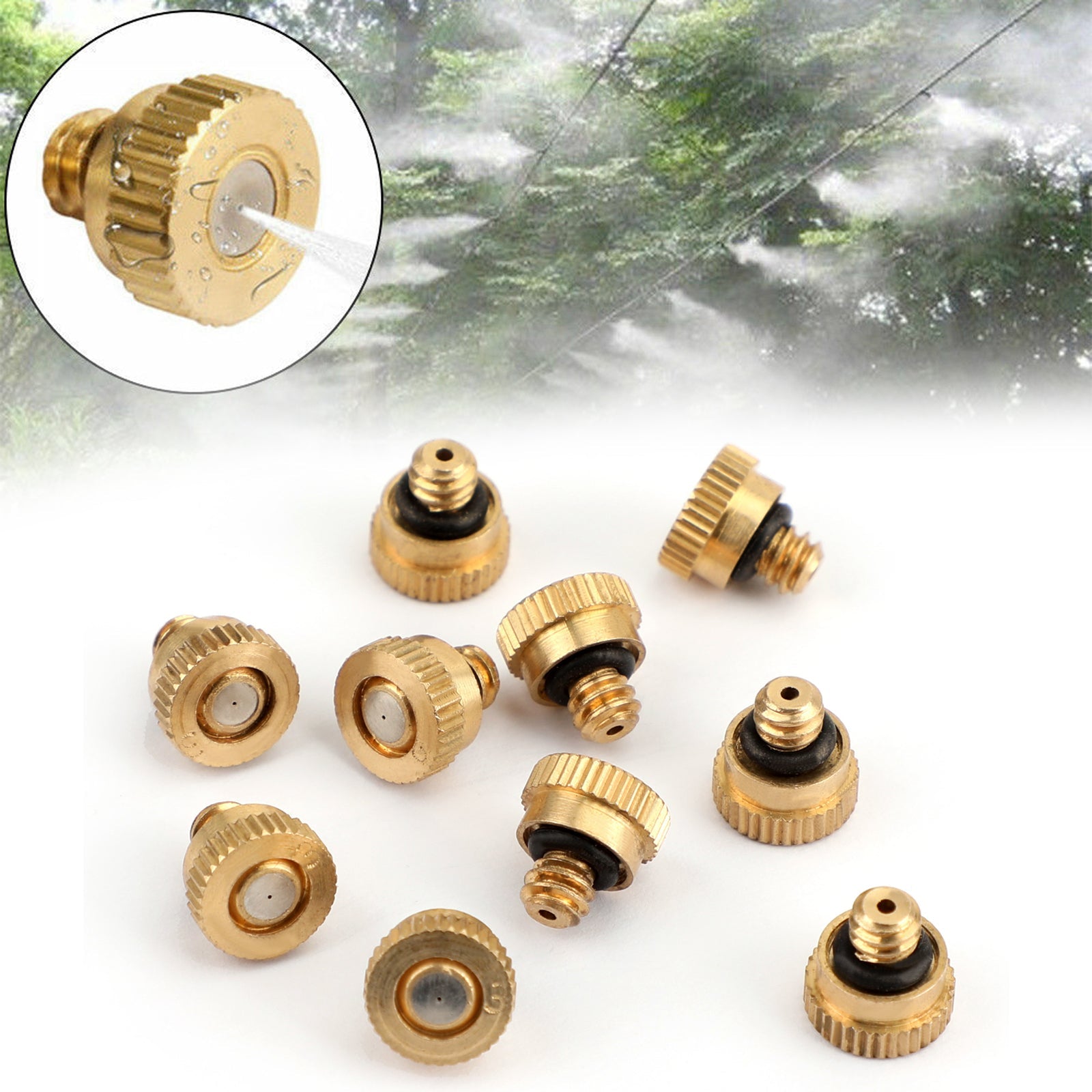 10X Brass Misting Nozzles Water Mister Sprinkle For Cooling System 0.012" 10/24