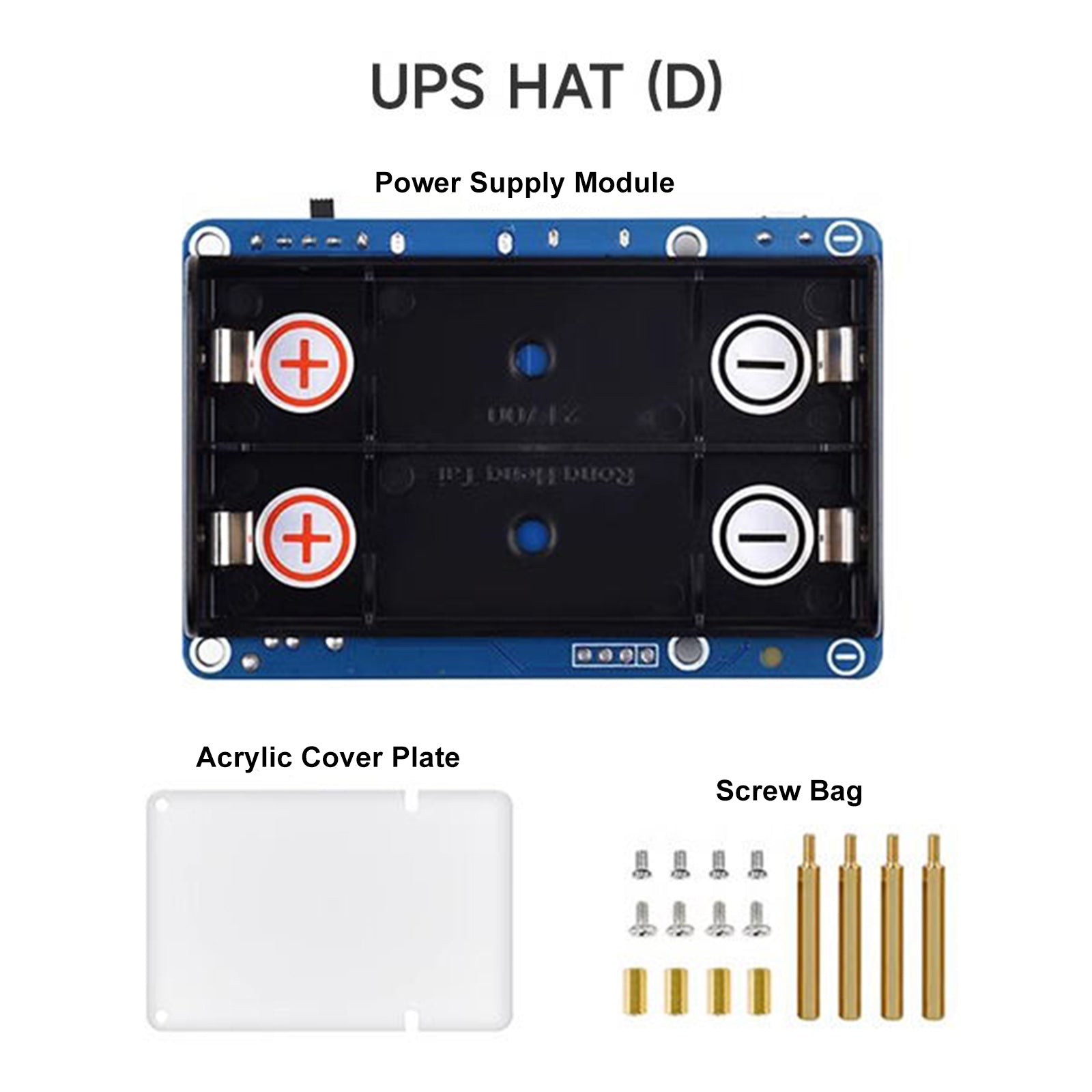 UPS HAT (D)-set voor Raspberry Pi 5V ononderbroken voedingsmodule