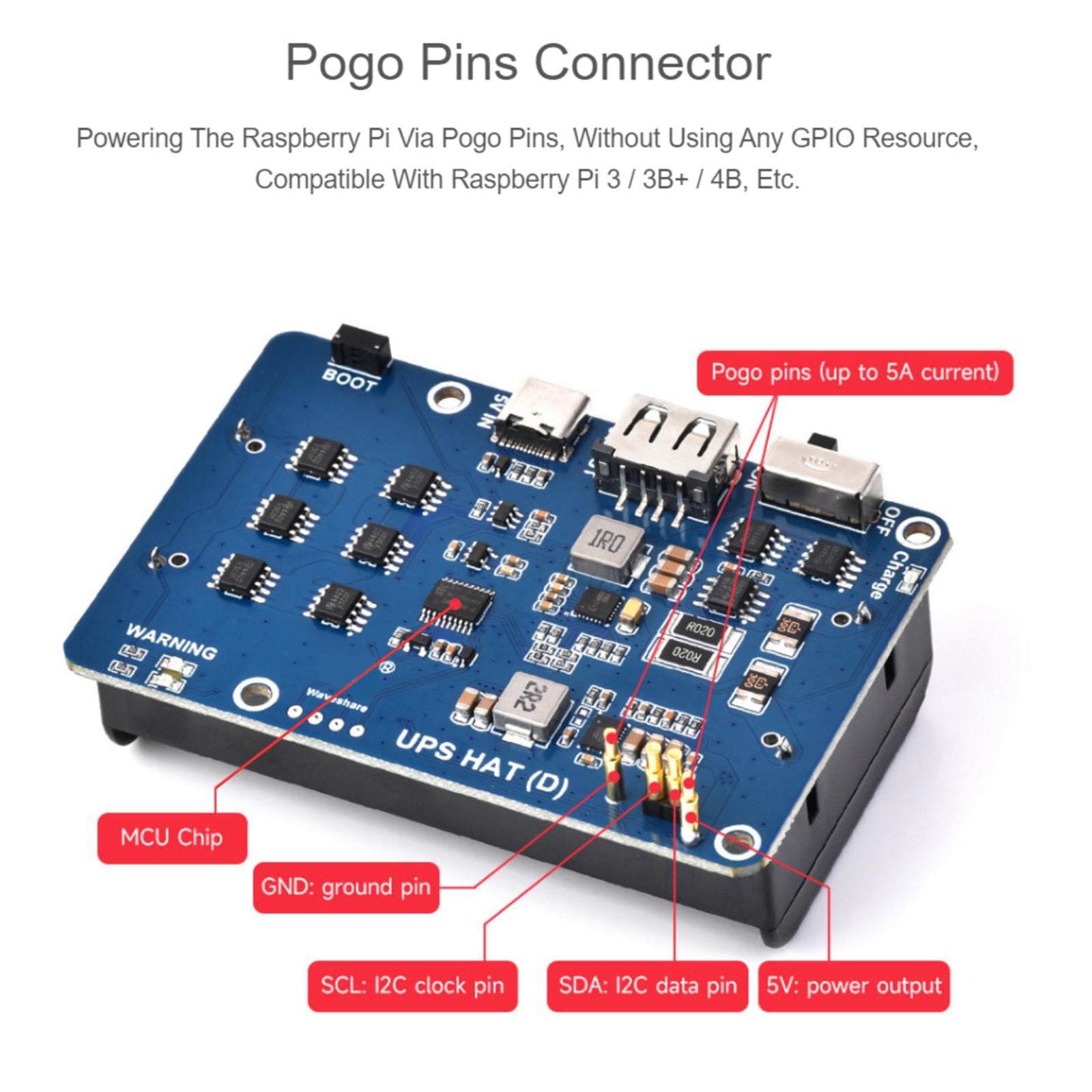 UPS HAT (D)-set voor Raspberry Pi 5V ononderbroken voedingsmodule