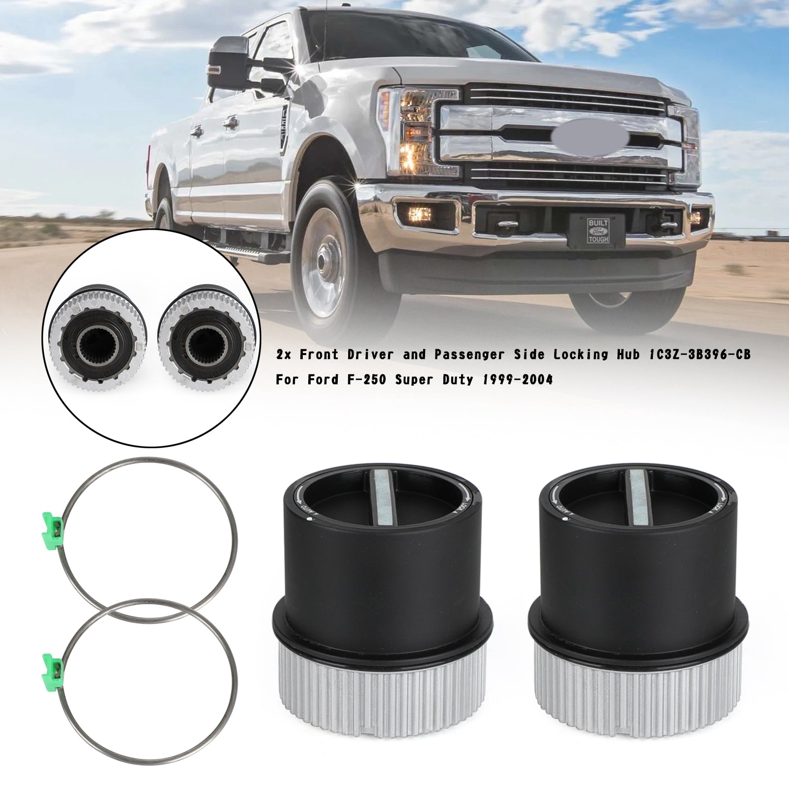 2x Ford F-250 Super Duty 1999-2004 voorvergrendelingsnaaf 1C3Z-3B396-CB Fedex Express