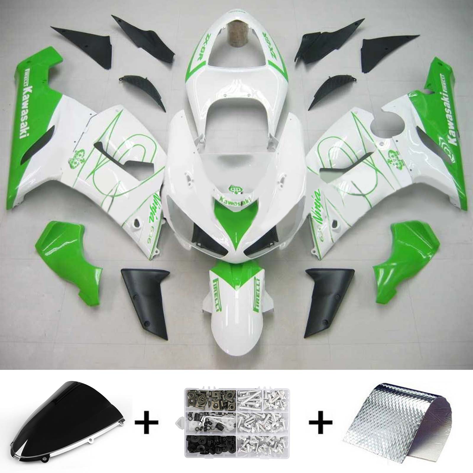 2005-2006 Kawasaki ZX6R 636 Amotopart Kit de carénage d'injection carrosserie plastique ABS #126