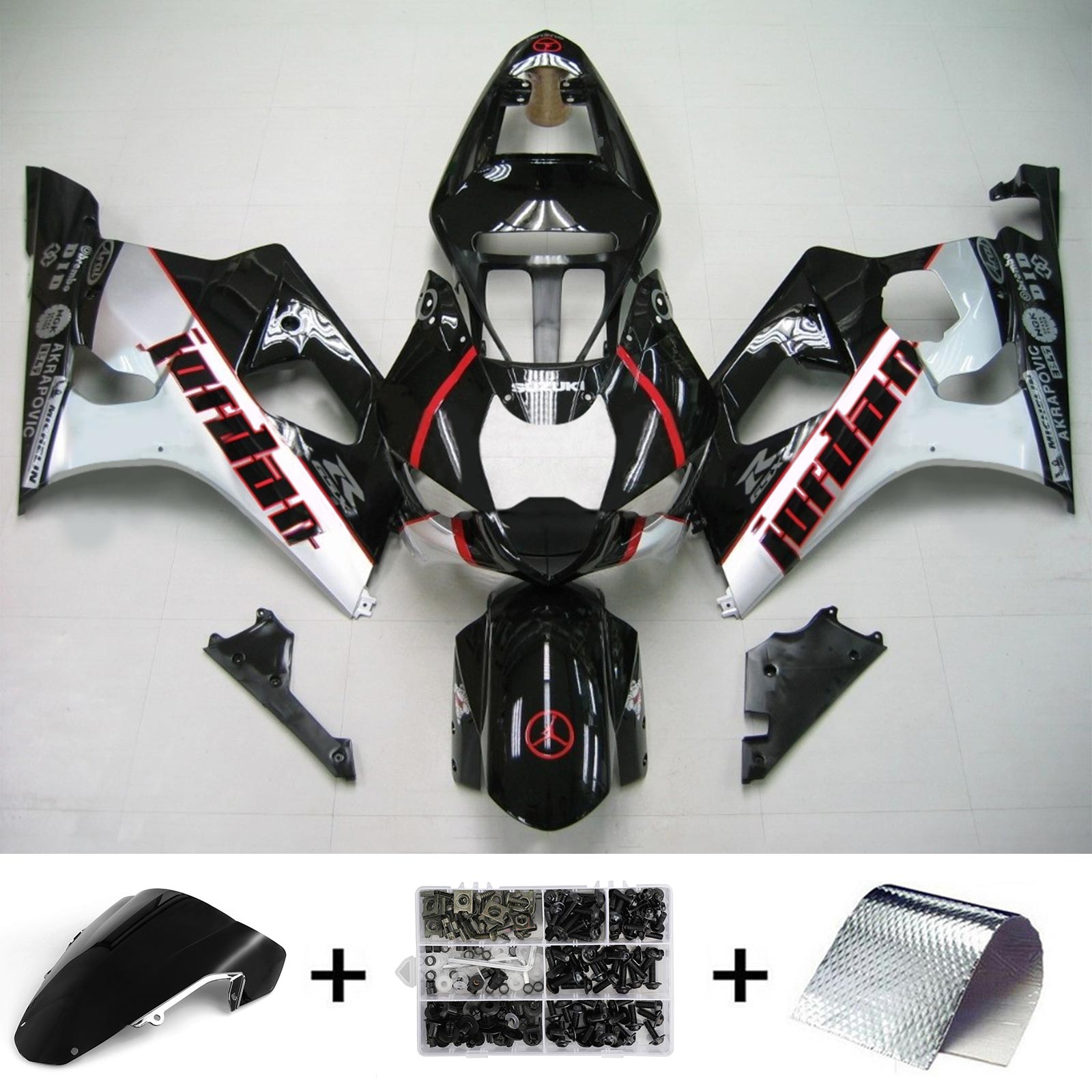 2003-2004 Suzuki GSXR1000 K3 Amotopart Injection Fairing Kit Karosseri Plast ABS #124