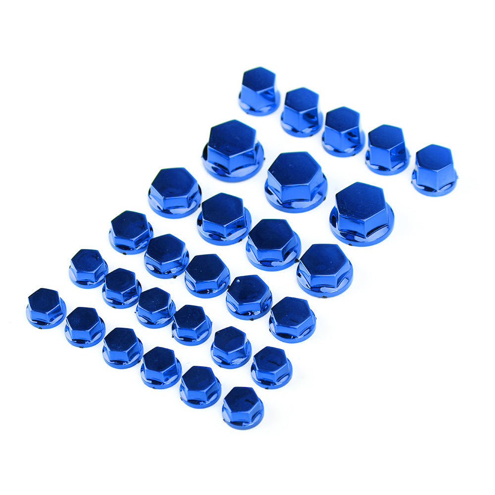 30pcs 5 sizes Motorcycle Blue Plastic Hexagon Socket Screw Covers Bolt Nut Cap Cover Generic