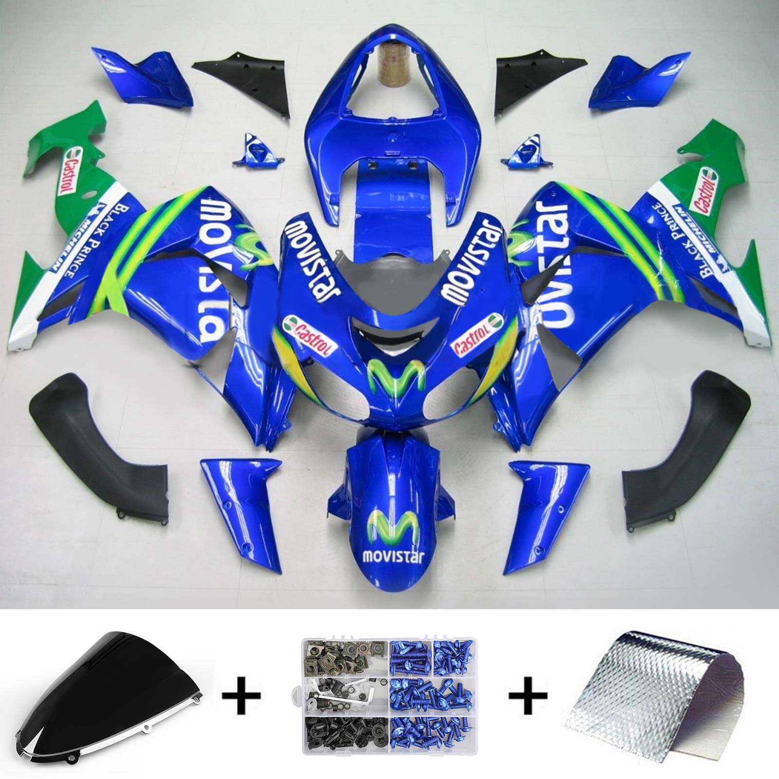 2006-2007 Kawasaki ZX10R Kit de carénage d'injection Amotopart Carrosserie Plastique ABS #126