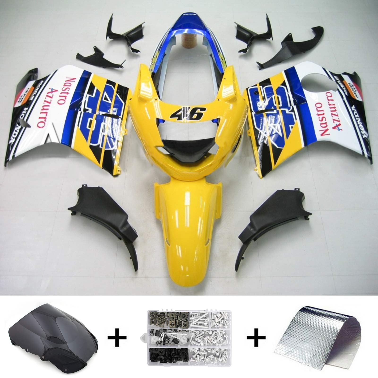 1996-2007 Honda CBR1100XX SuperBlackBird Amotopart Kit de carénage d'injection carrosserie ABS # 116