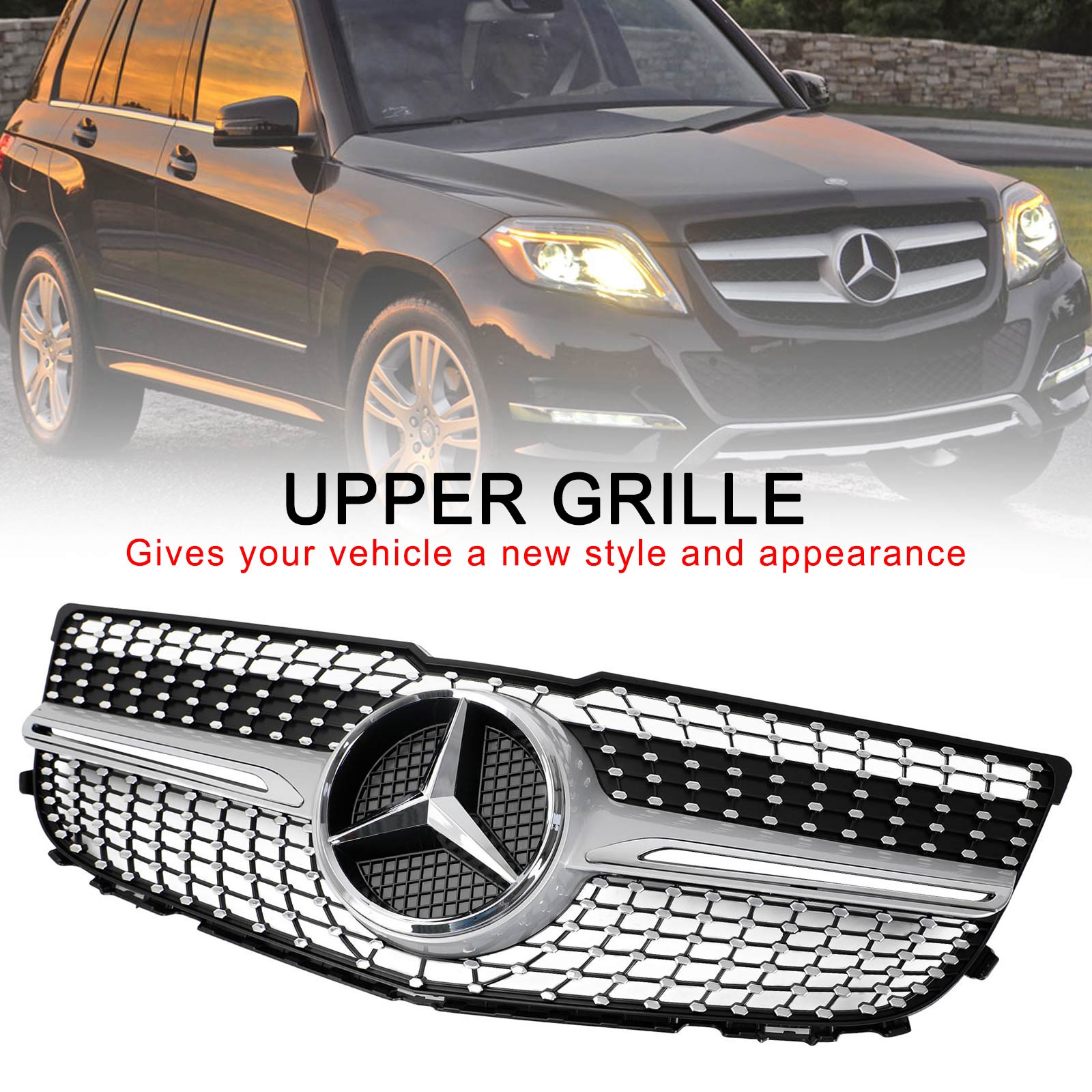 2013-2015 Mercedes Benz X204 GLK-Class Front Bumper Grille Grill Diamond