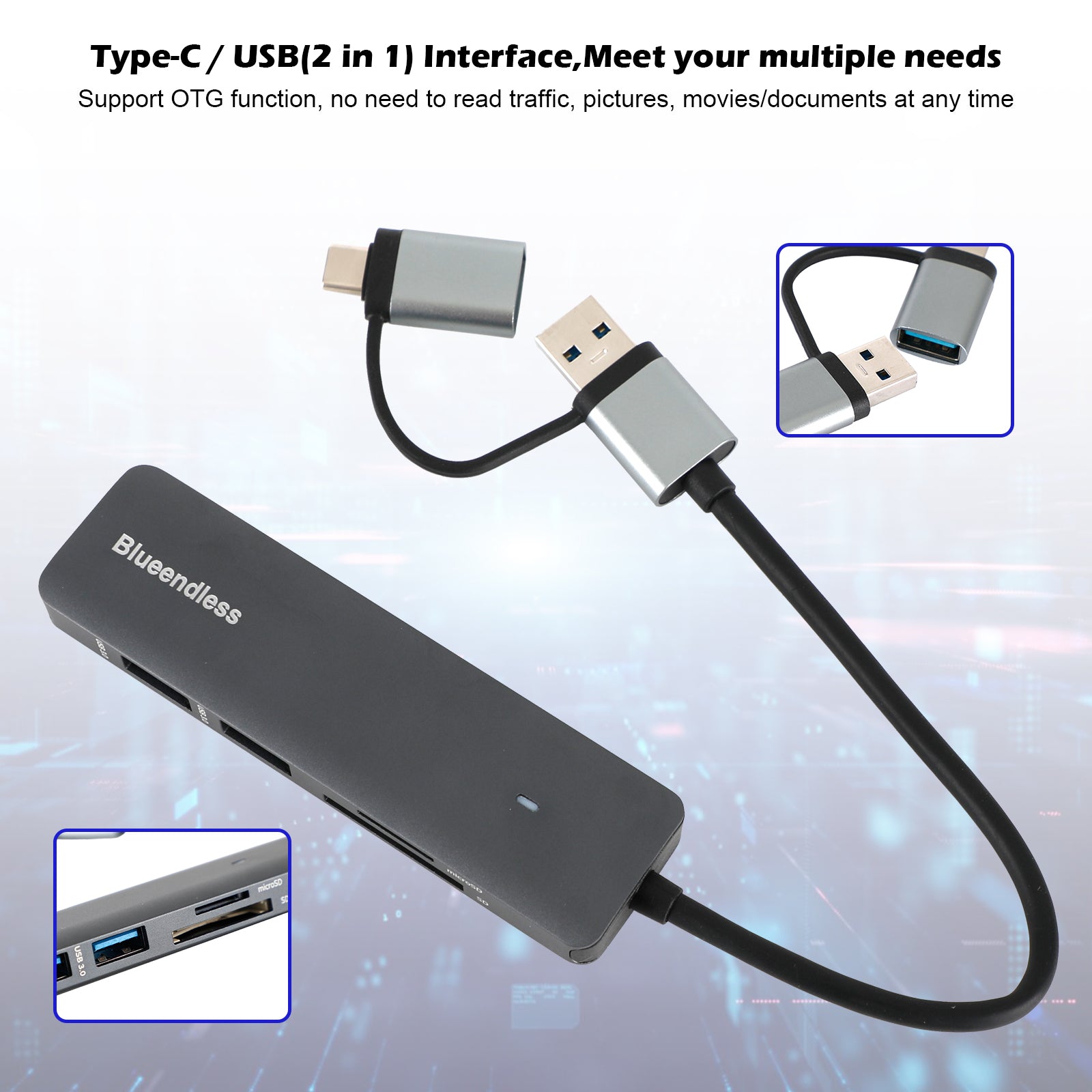 Station d'accueil PD100W Hub d'interface USB type-C + pour Windows Mac OS Linux