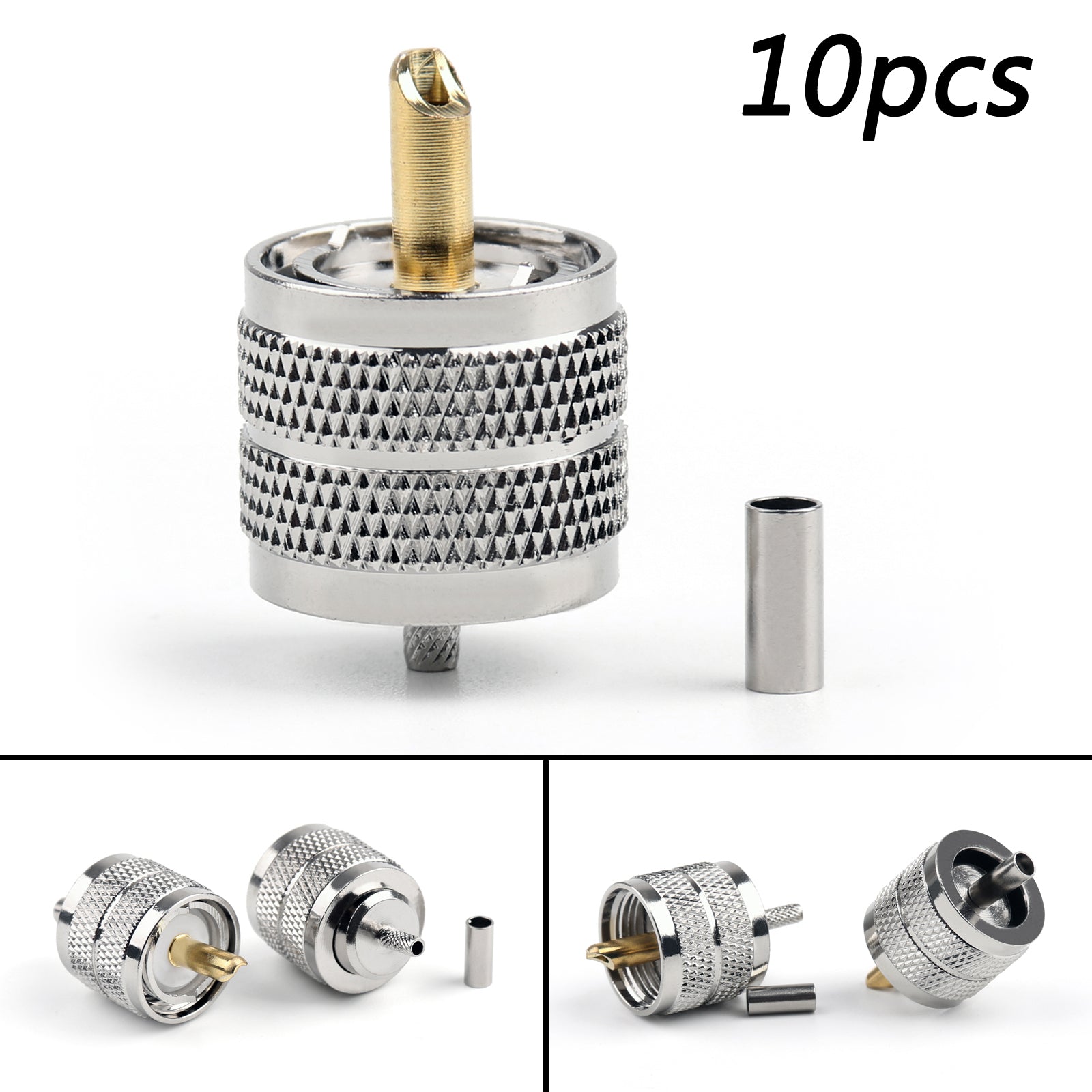 10 Stuks UHF Plug Mannelijke Pl259 Crimp Connector Adapter Voor RG316 RG174 RG178 LMR100