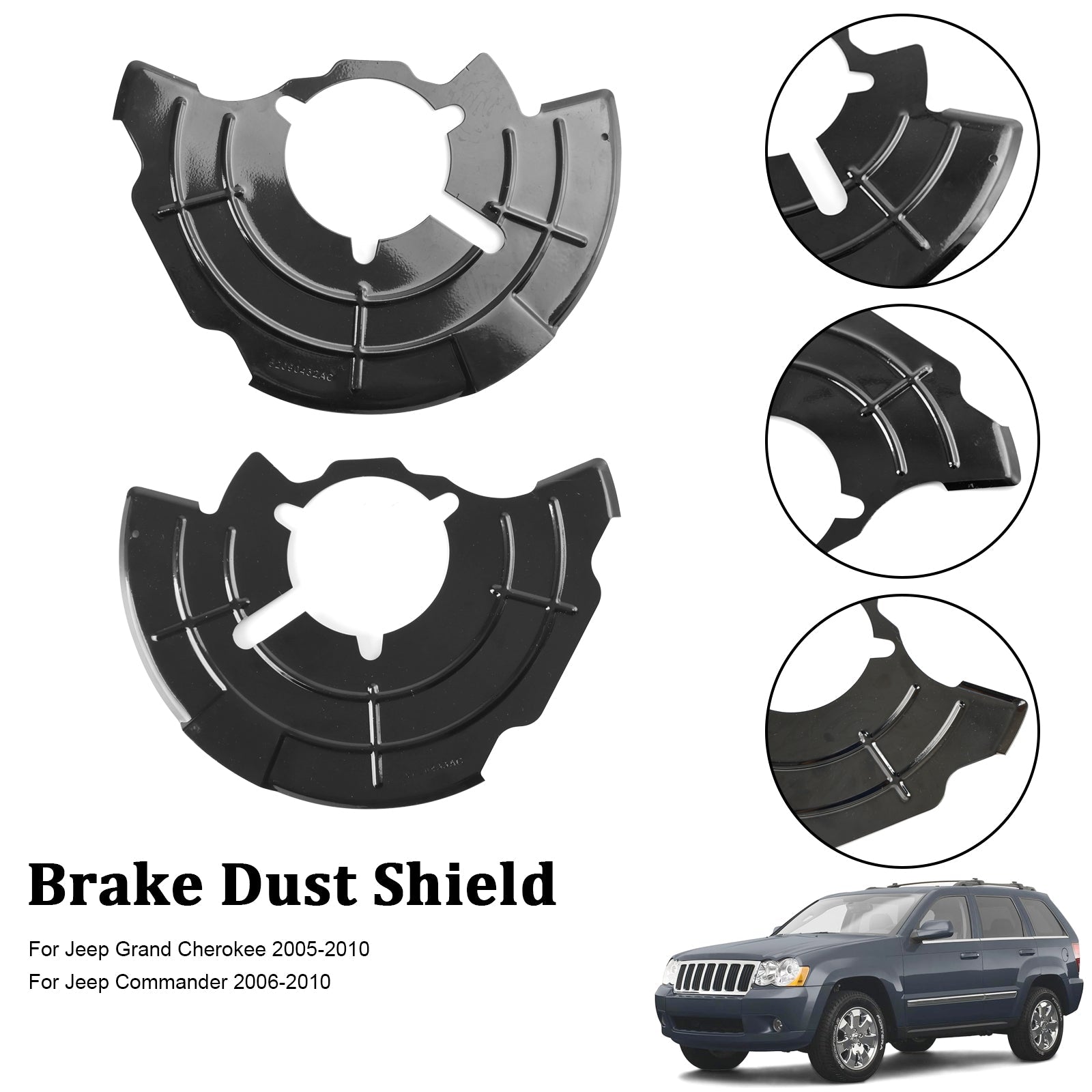 Rechts + links voorrem stofscherm geschikt voor Jeep Grand Cherokee Commander 2005-2010