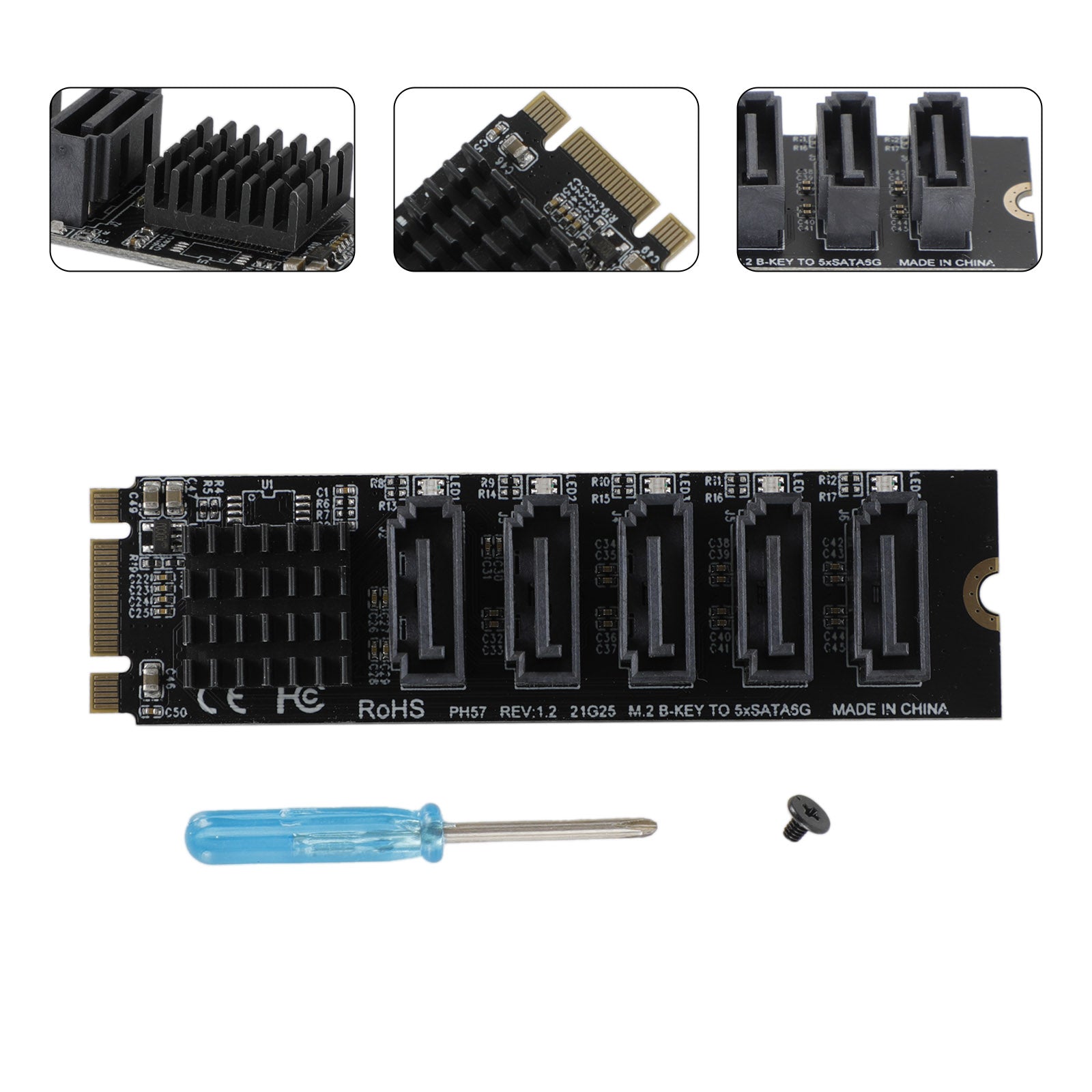 Adaptateur M.2 vers SATA 3.0 JMB585, carte d'extension de disque dur à 5 ports pour PH56