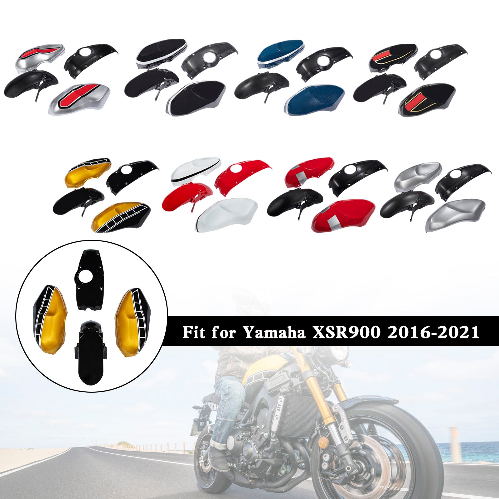 2016-2021 Yamaha XSR900 Injection ABS Plastic Bodywork Fairing Kit 001#