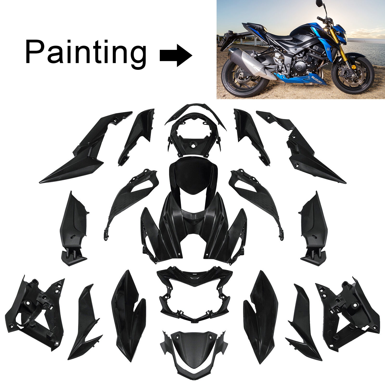 2017-2021 Suzuki GSX-S 750 Amotopart Kit de carénage d'injection carrosserie plastique ABS #103