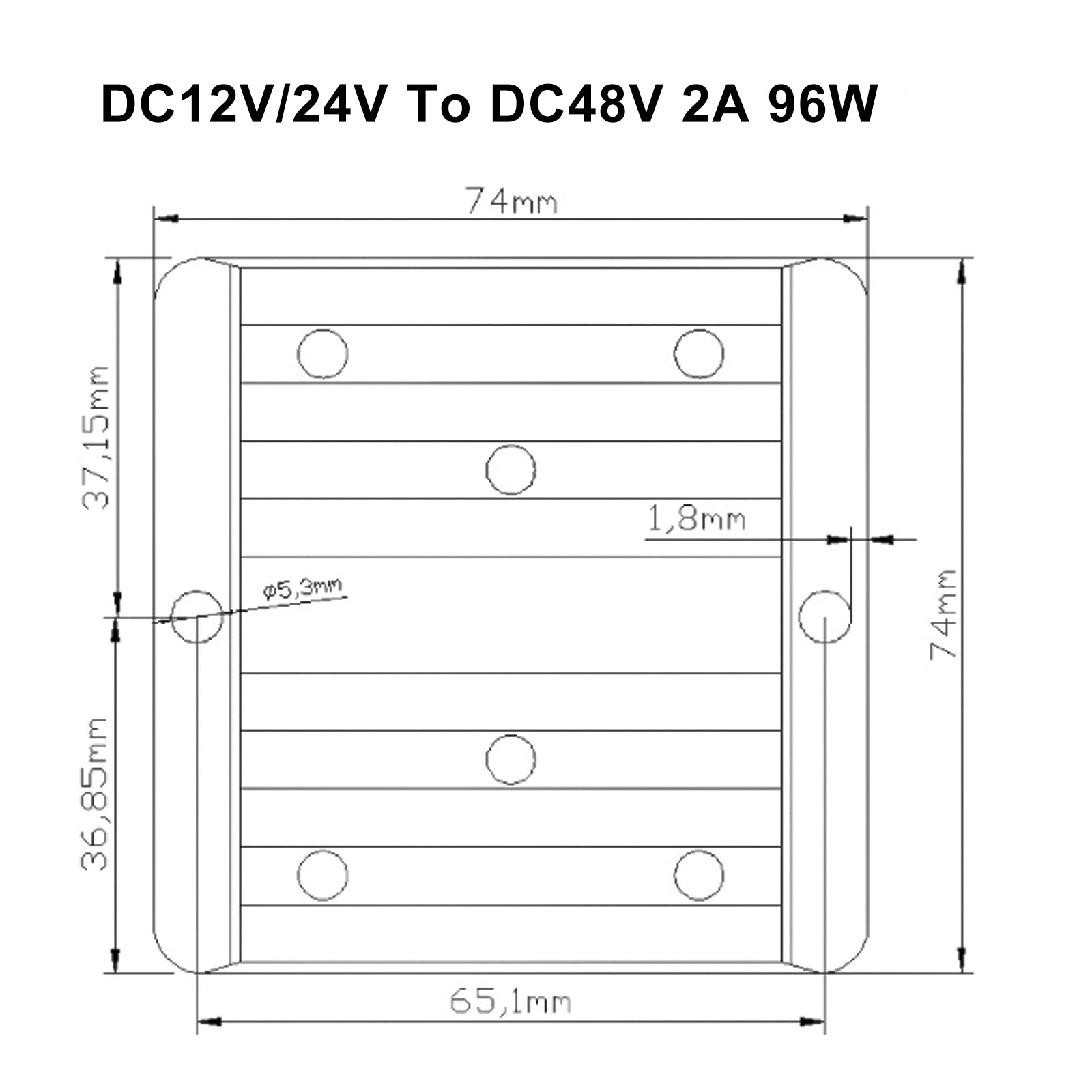 DC-DC 12V/24V-48V 2A 96W régulateur de convertisseur d'alimentation de voiture étanche