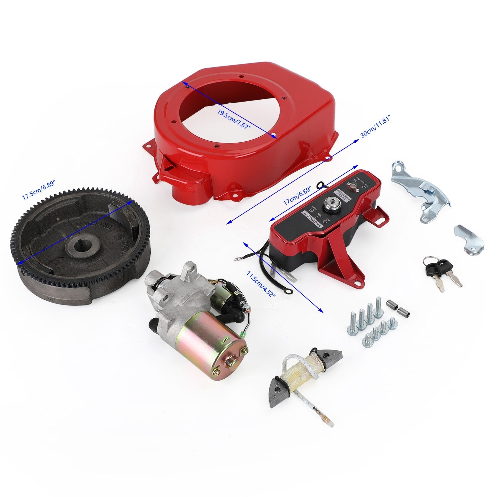 Electric Start Kit Starter Ignition Fan Cover Fit HONDA GX160 5.5HP GX200 6.5HP Flywheel Kit