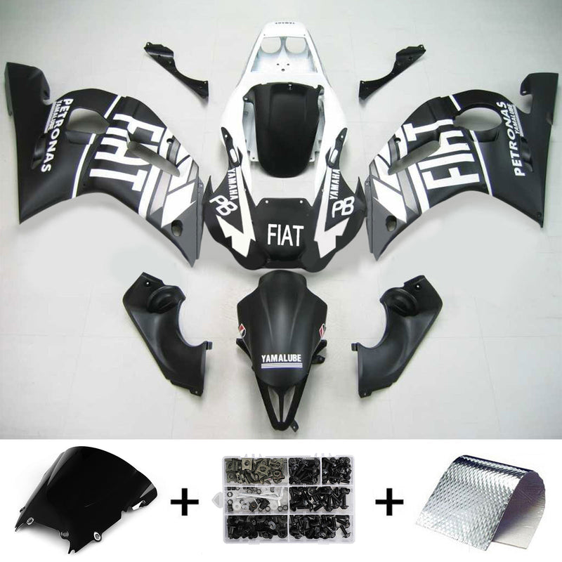 Amotopart Yamaha 1998-2002 YZF 600 R6 Matte Black White Fairing Kit