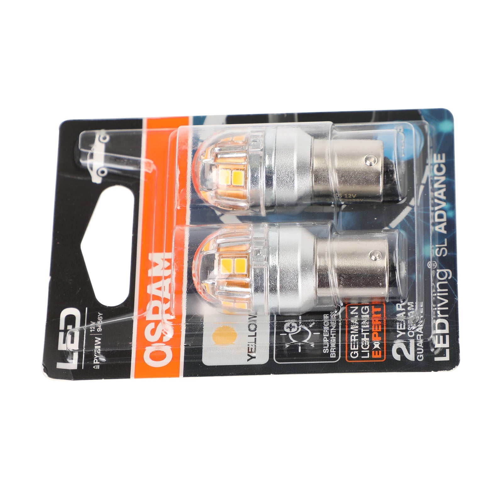 2x For OSRAM 9456Y Car Auxiliary Bulbs LED PY21W 12V2.5W BAU15s Generic