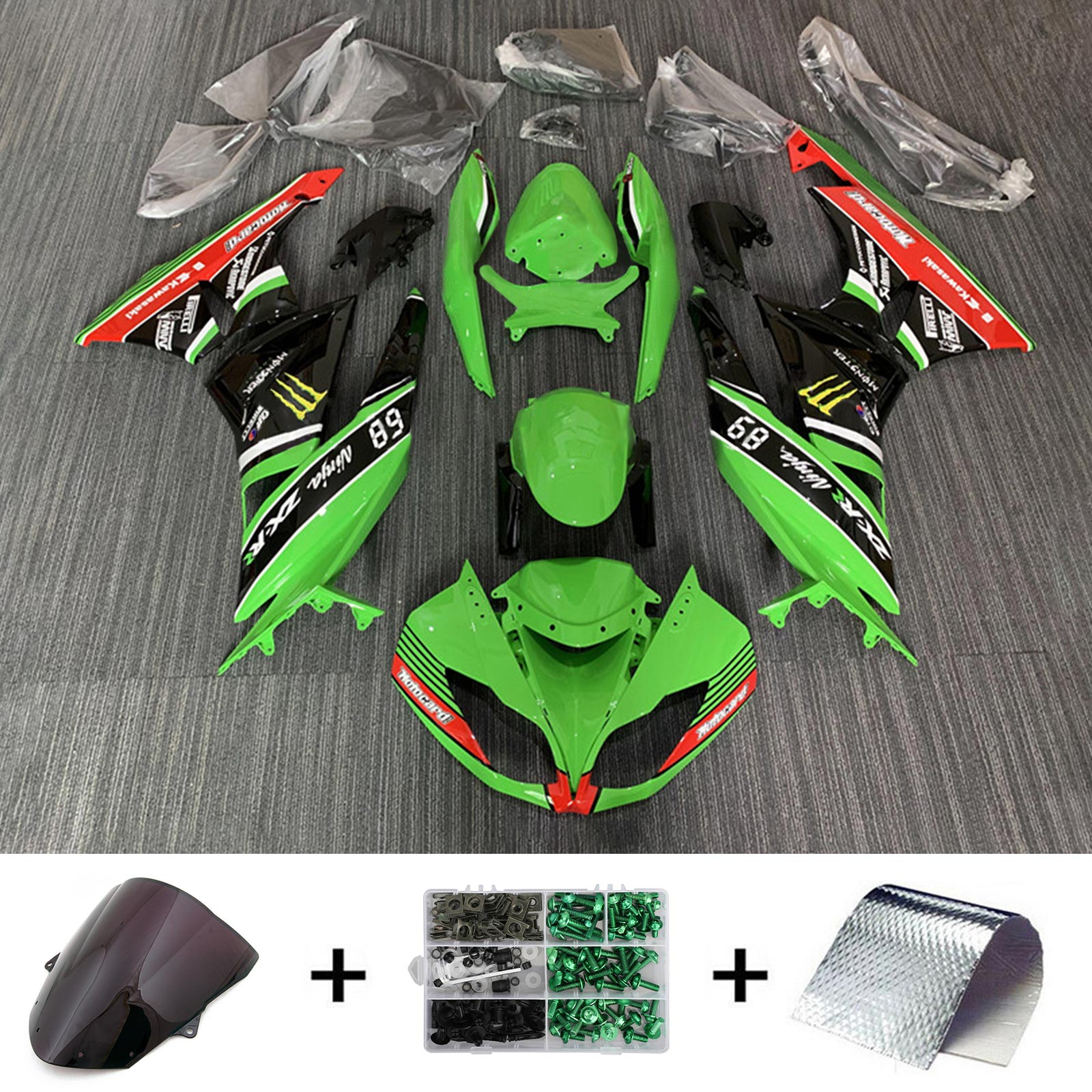 2009-2012 Kawasaki ZX6R 636 Kit de carenado Carrocería Plástico ABS