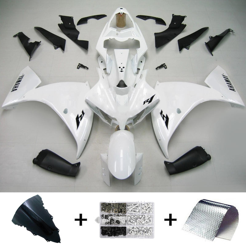 Amotopart Yamaha 2012-2014 YZF 1000 R1 White Fairing Kit