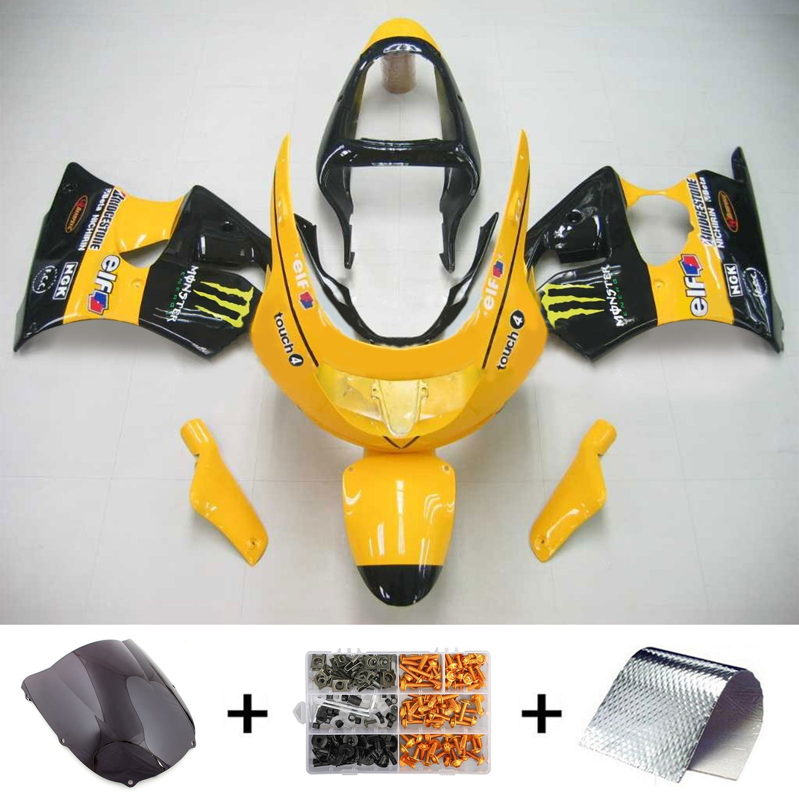 1998-1999 Kawasaki ZX6R Amotopart Injection Fairing Kit Bodywork Plastic ABS #101