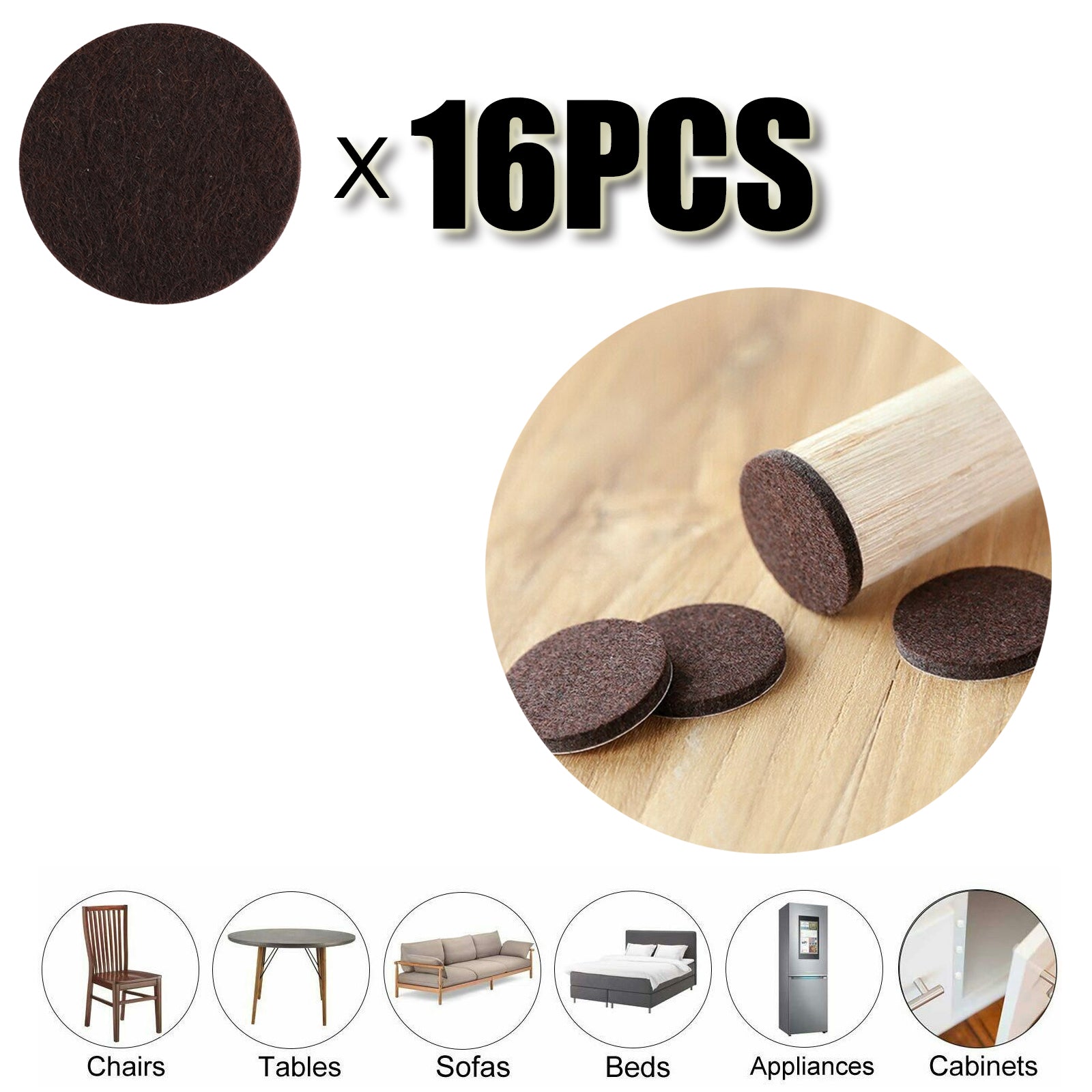 Furniture Felt Pads Square/Round Floor Protector Chair/Table Leg Sticky Back Generic