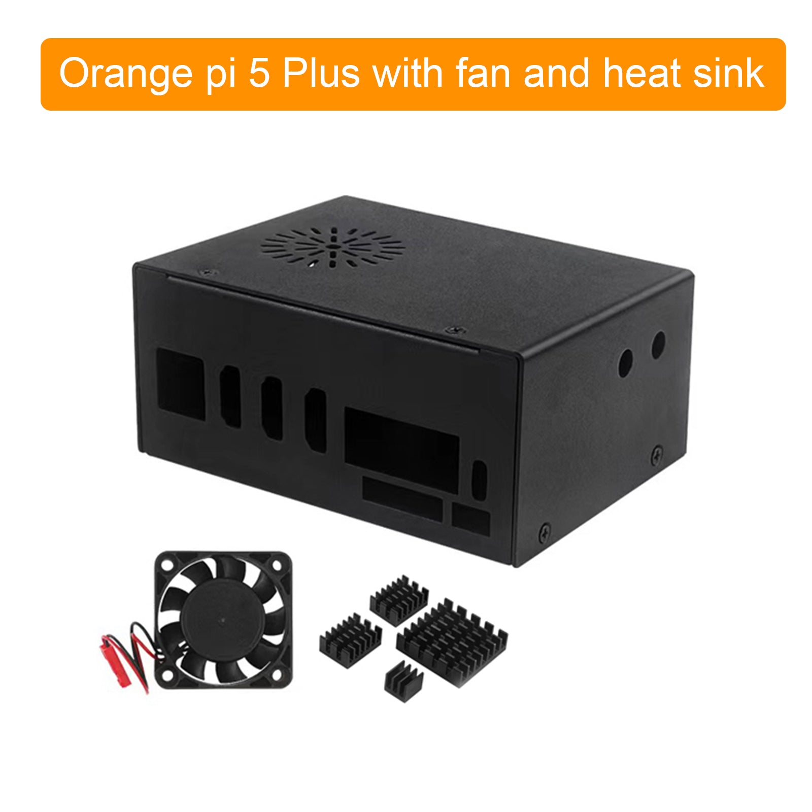 Fit for Orange pi 5 Plus metal cooling case with fan and external antenna WIFI