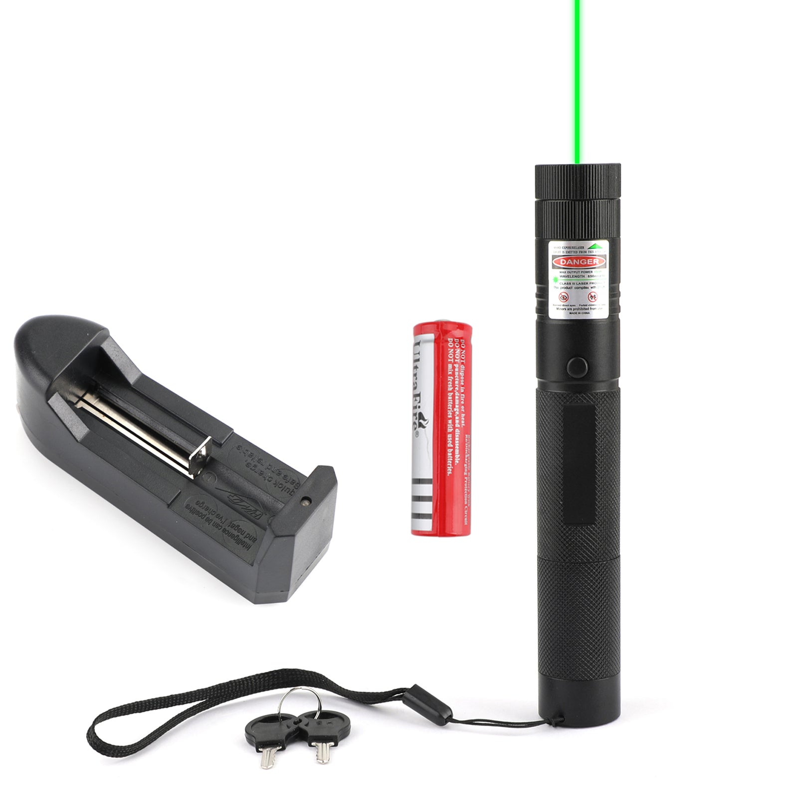 18650 Rechargeable Battery 500Mile 532nm 303 Green Laser Pointer Visible Beam Light Lazer Pen