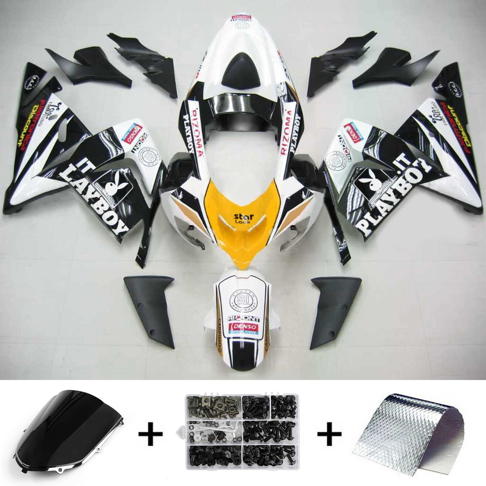 2004-2005 Kawasaki ZX10R Kit de carénage d'injection Amotopart carrosserie plastique ABS #104