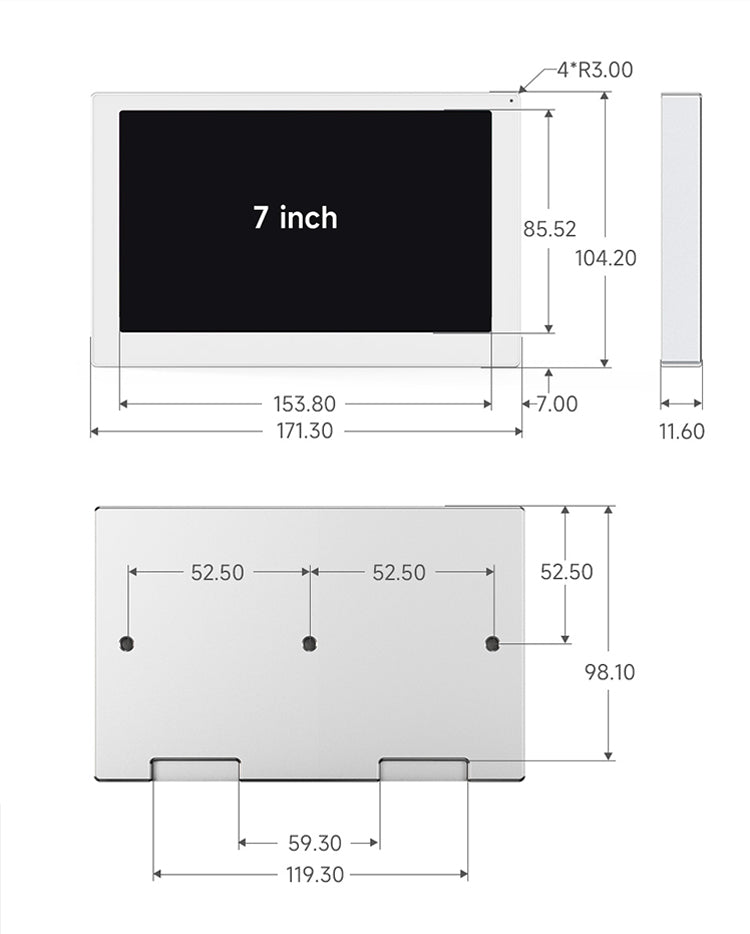 5/7-inch USB-computerbehuizing Secundair scherm IPS-tafelgemonteerd sfeerscherm