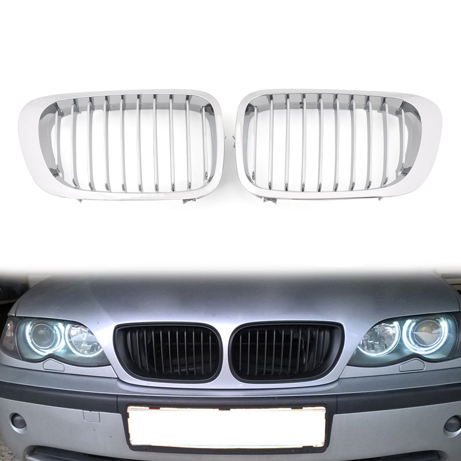 Front Fence Grill Grille Gloss Black For BMW E46 2 Doors 1999-2002 3 Series