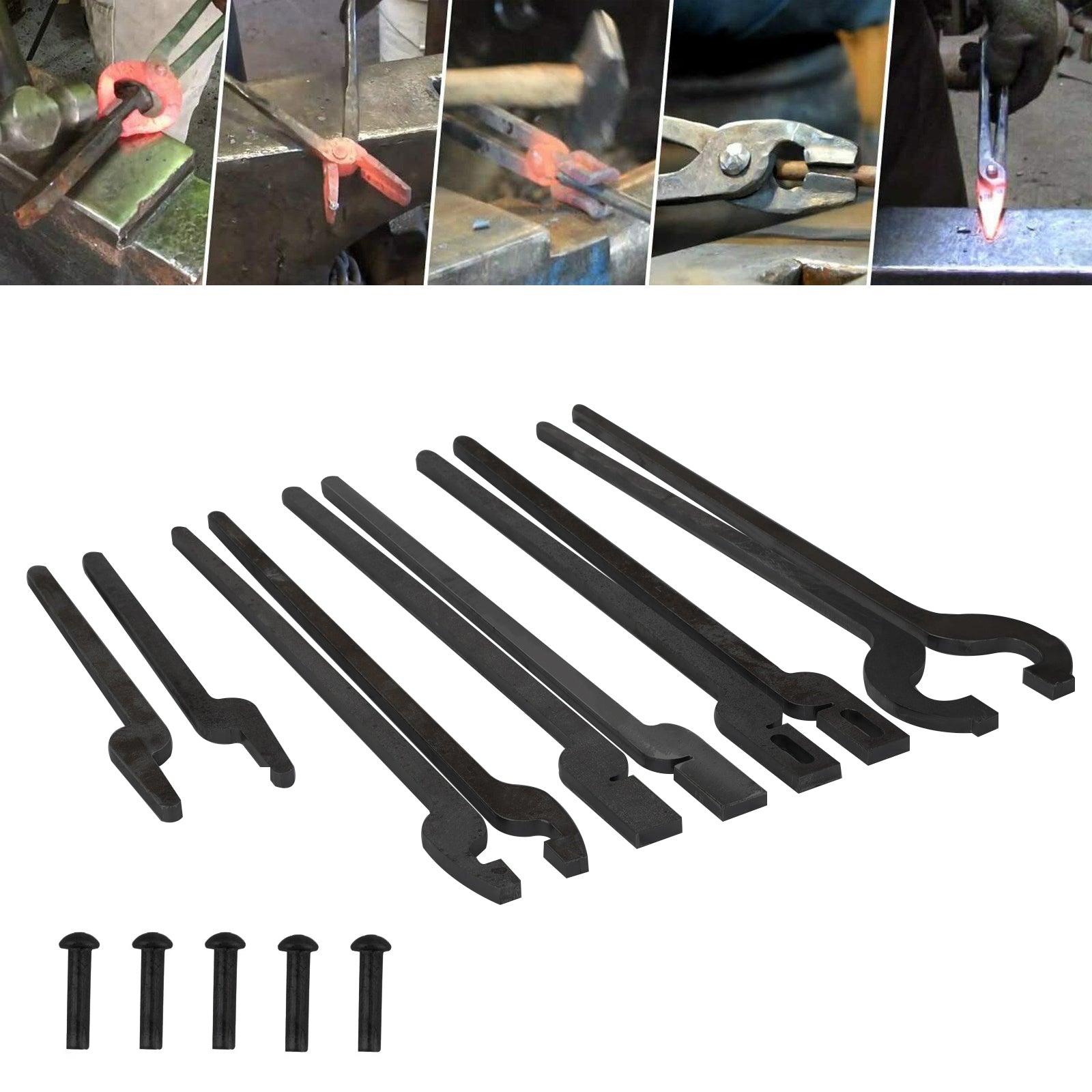 Five Types Of Tongs Bundle Set Comes With Rivet Convenient Multifunctional Tools