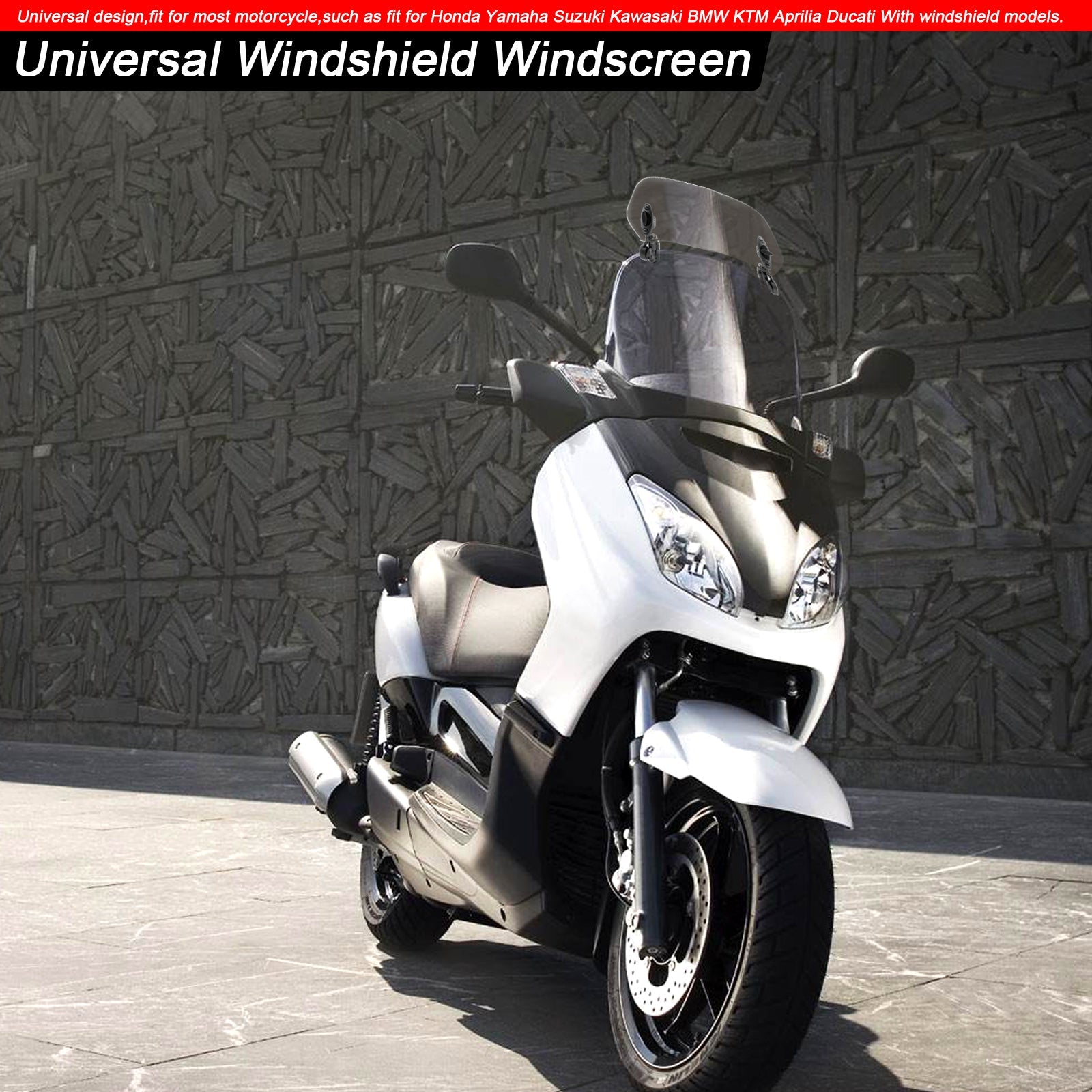 Motorcycle Adjustable Clip On Windshield Extension Spoiler Wind Deflector