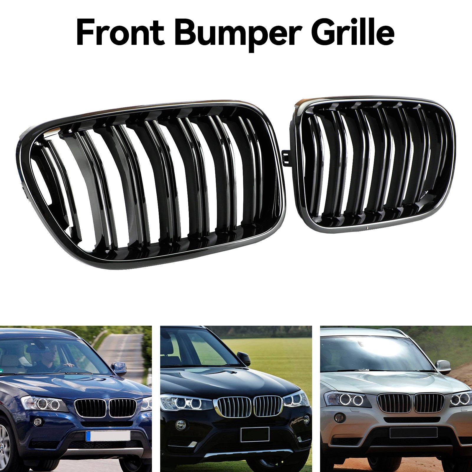 2011-2014 BMW X3 F25 Dual Line Glanzend Zwart Voorbumper Niergrille Grill