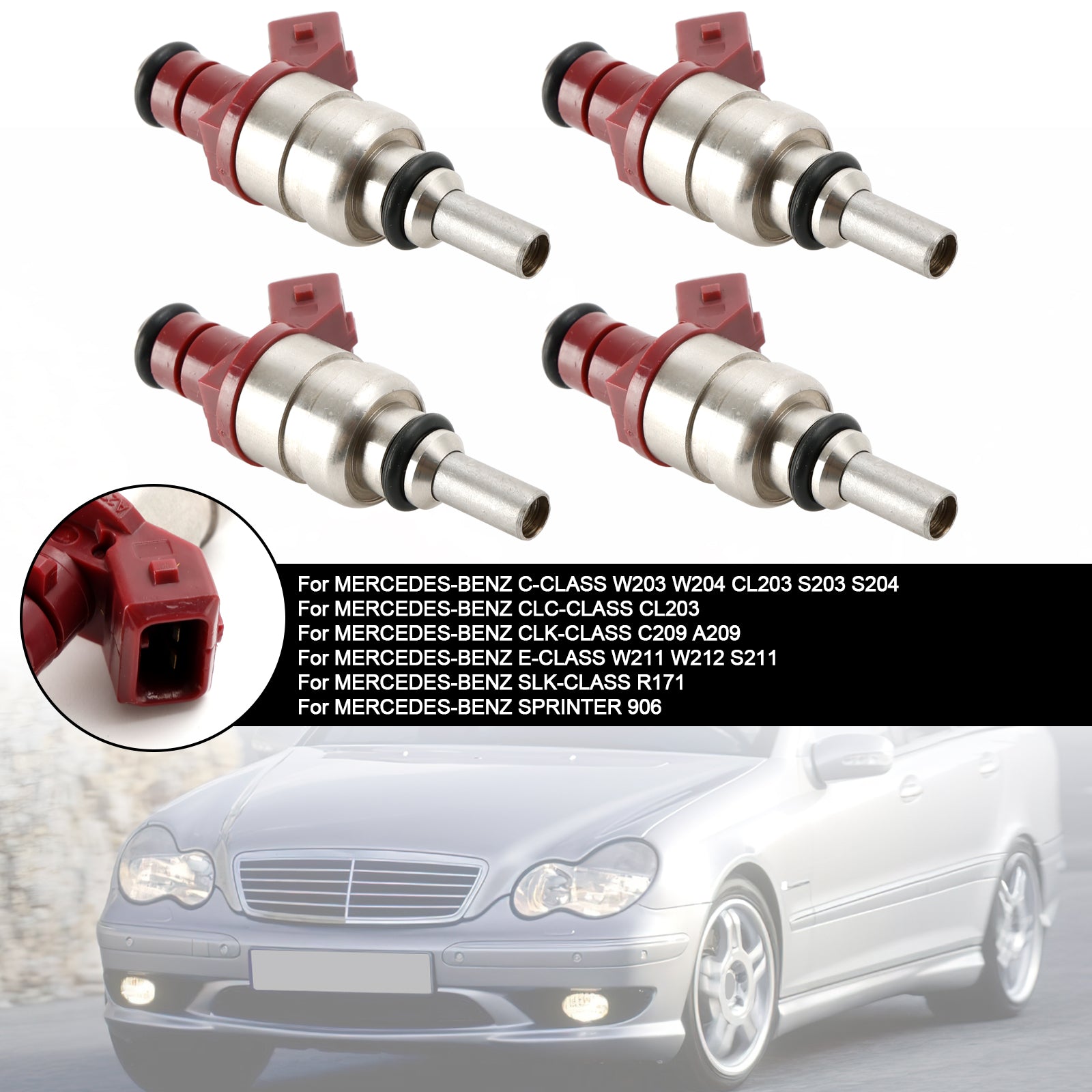 4 STKS Brandstofinjector A2710780023 Fit Mercedes Benz C-Klasse CLK-Klasse 1.8L