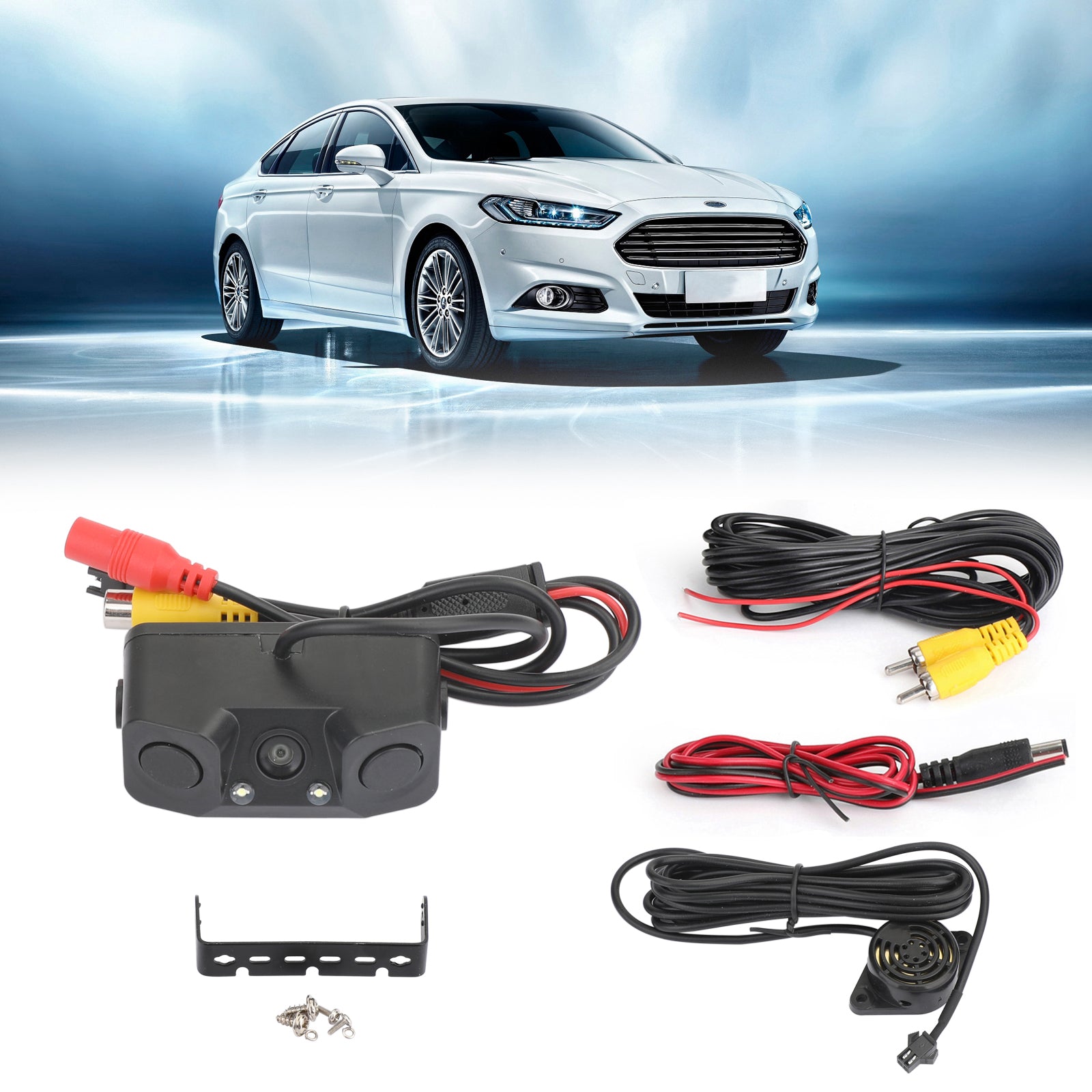 3in1 170° Car Reversing Rear View Camera Backup Radar Parking Sensor in one Cam