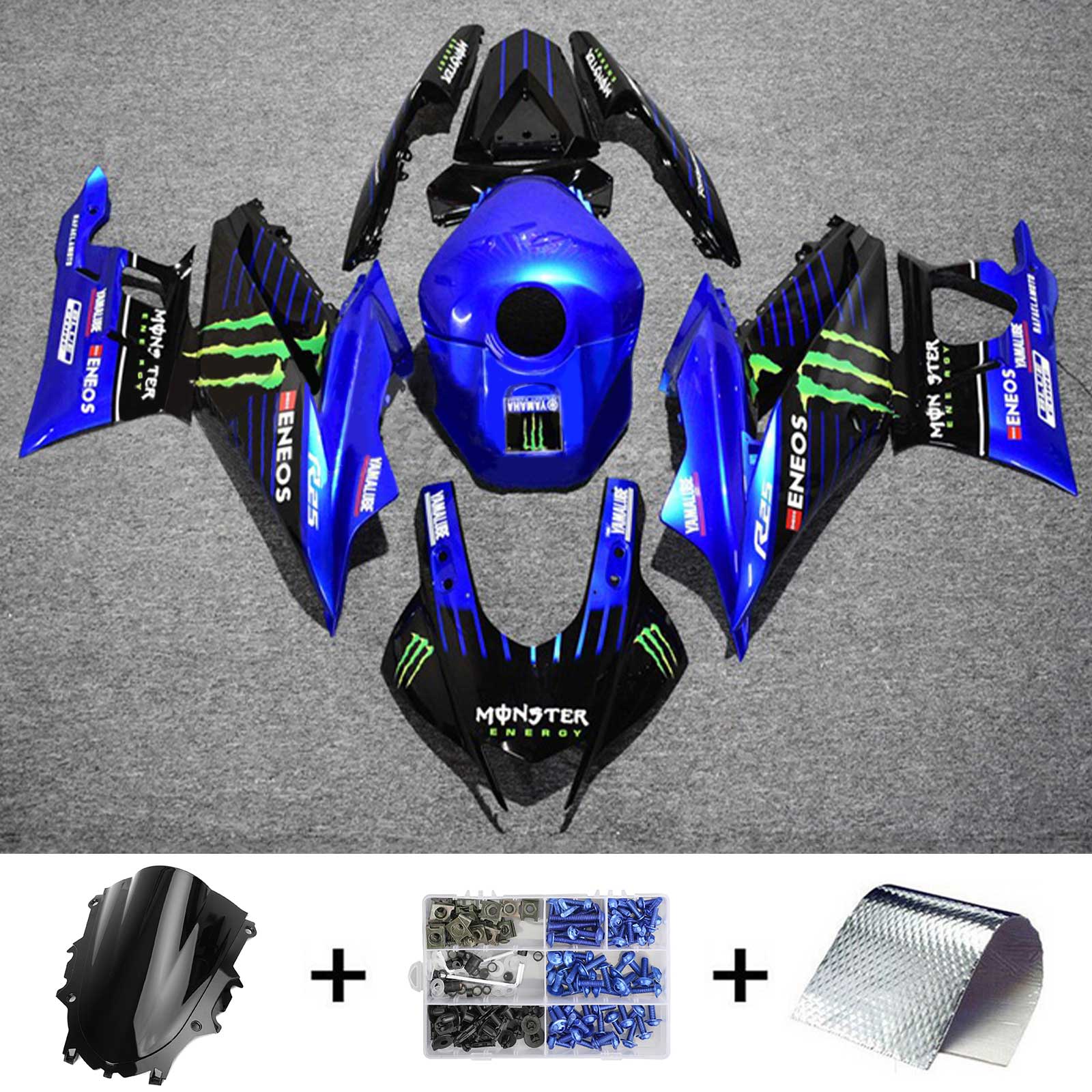 2019-2021 Yamaha YZF-R3 R25 Amotopart Injection Fairing Kit Bodywork Plastic ABS #119