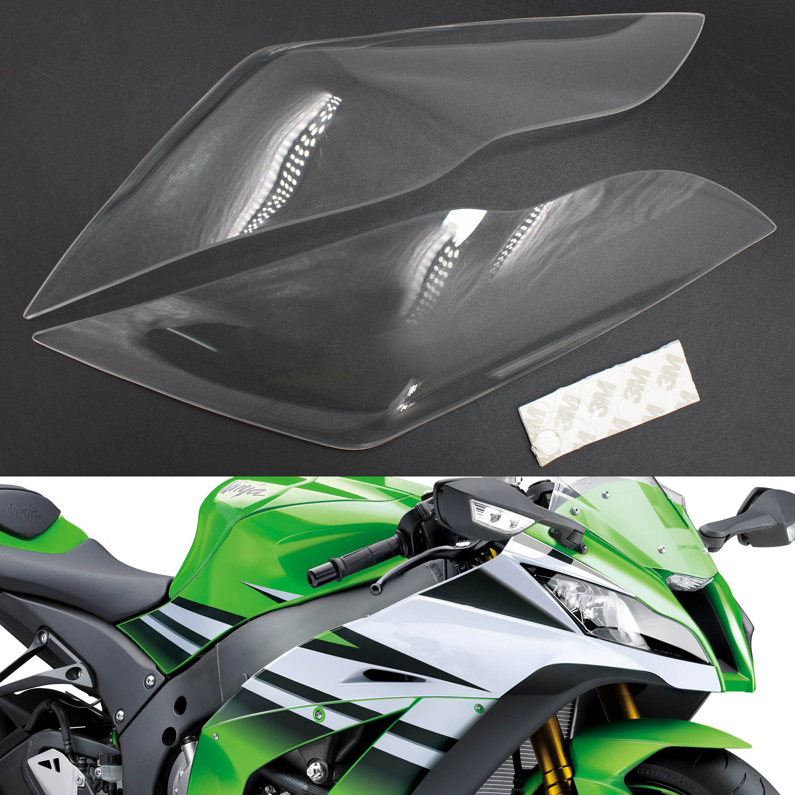 Koplamp Lensbescherming Fit Voor Kawasaki Zx-10R Zx 10R 2011-2015 Rook Generiek