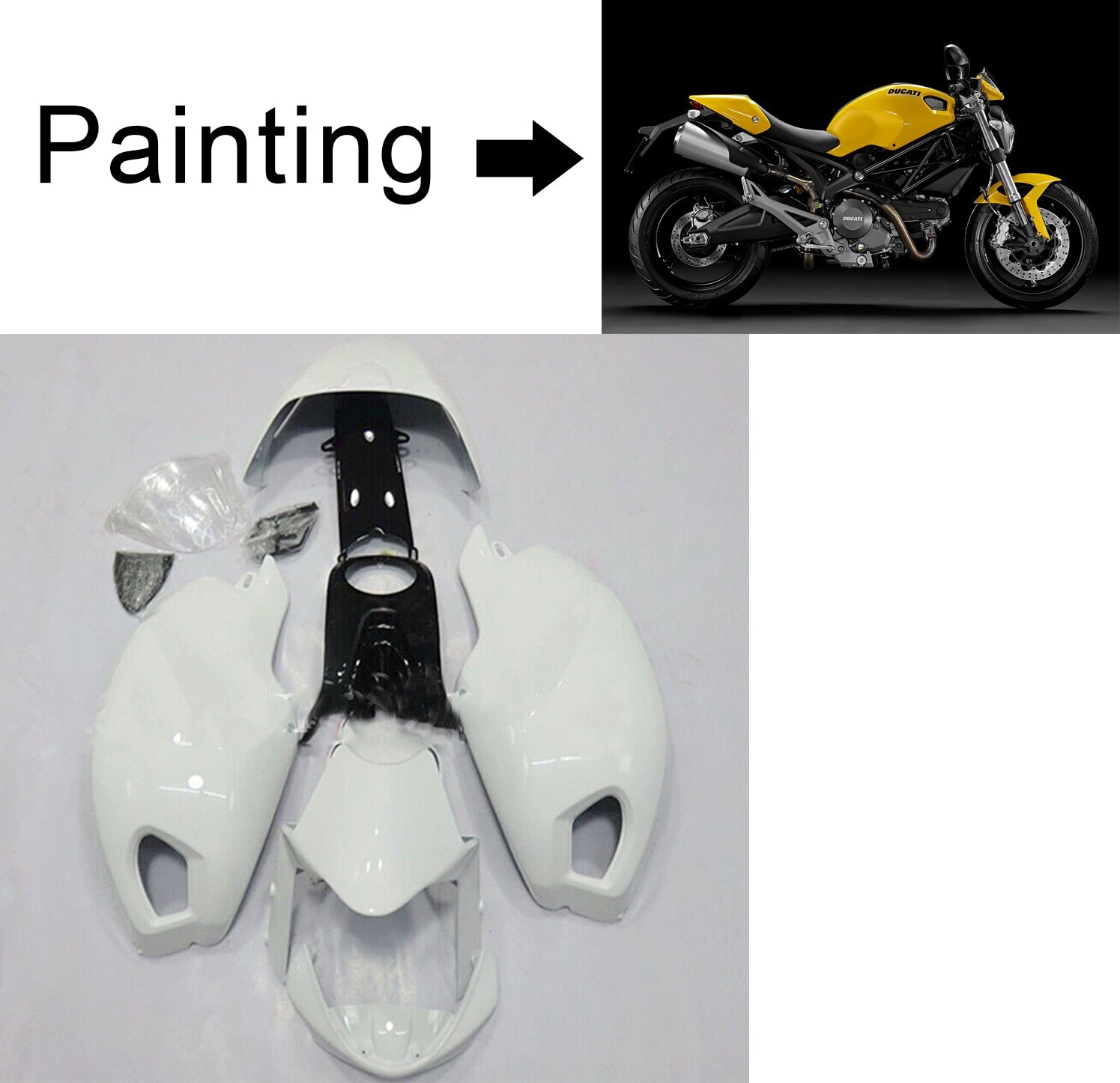 Alle år Ducati Monster 696 796 1100 S EVO Injection Fairing Kit Karosseri