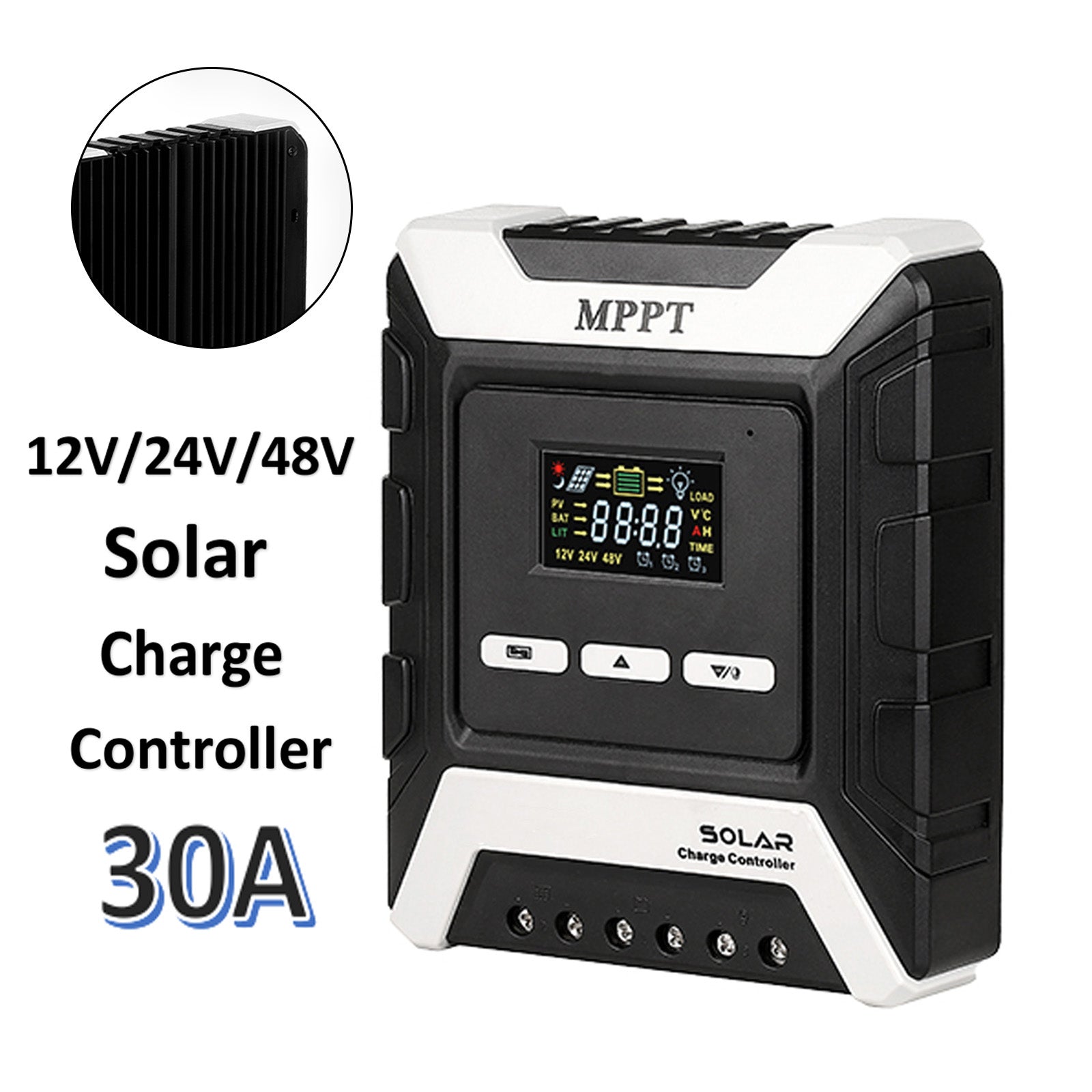 Chargeur automatique de contrôleur de Charge solaire 30A MPPT 12V/24V/48V avec écran LCD couleur