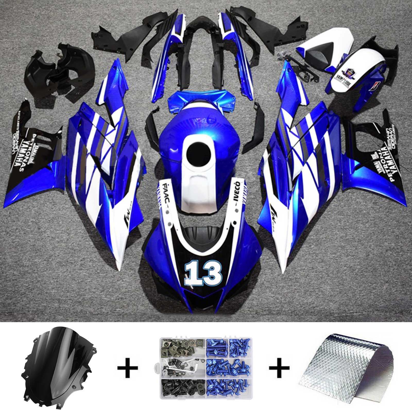 2019-2021 Yamaha YZF-R3 R25 Amotopart Kit de carénage d'injection carrosserie plastique ABS #126