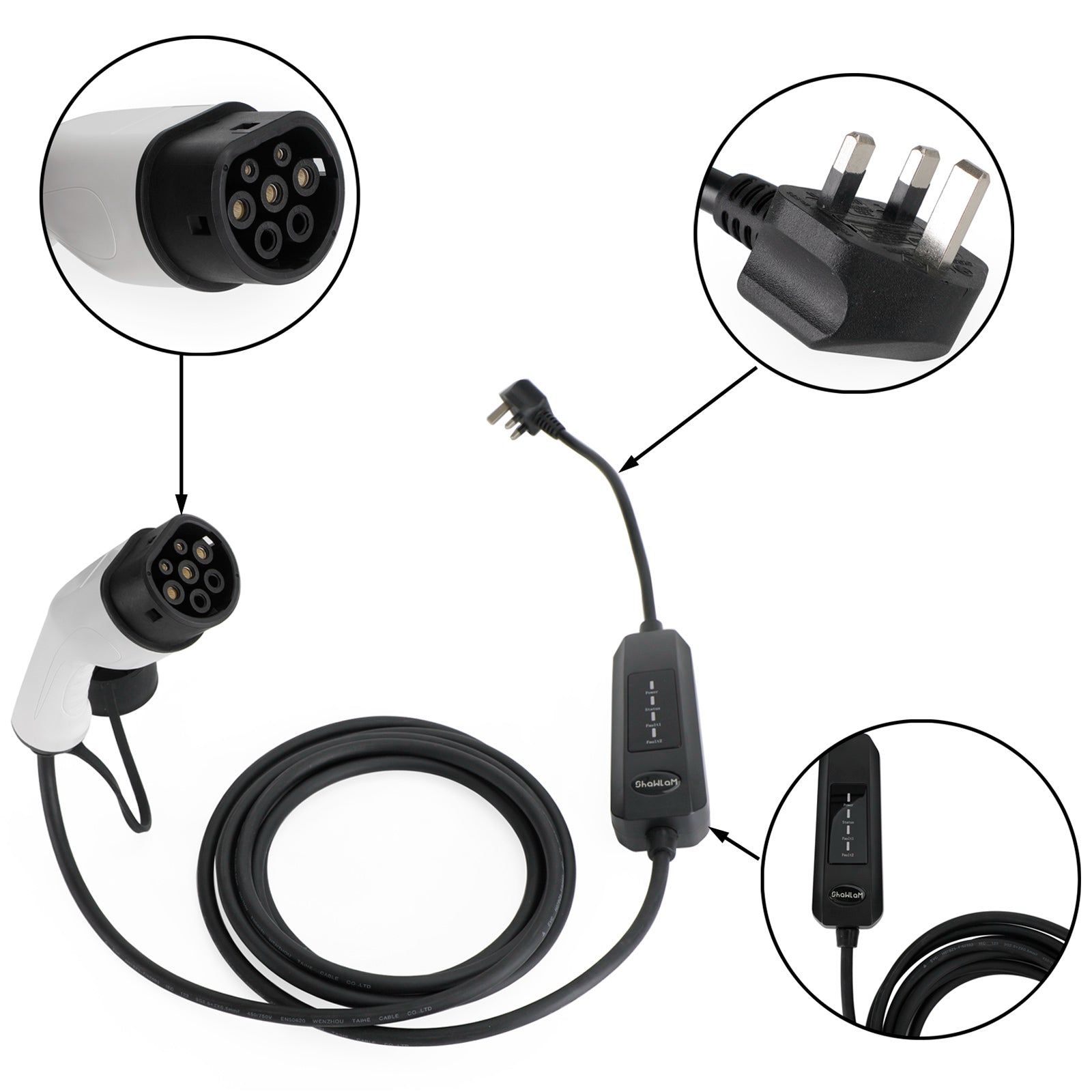 5,5M kabel UK LOKALE VOORRAAD Portable 13A 240V EV-oplaadkabel Type 2 UK-stekker 3-pins oplader voor elektrische auto