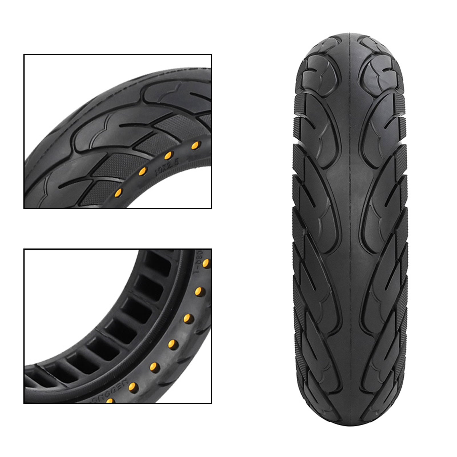 10x2.5 Rubber Solid Tire 60/70-6.5 for Ninebot Max G30 Honeycomb Tyre Replace