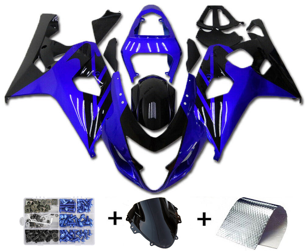 Kit de carénage Suzuki GSXR600 750 bleu noir 2004-2005 par Amotopart Fairings