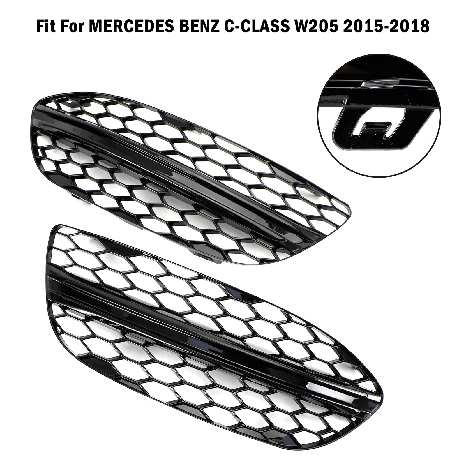 2015-2018 MERCEDES BENZ C-CLASS W205 Base Sedan Mesh Front Fog Light Cover