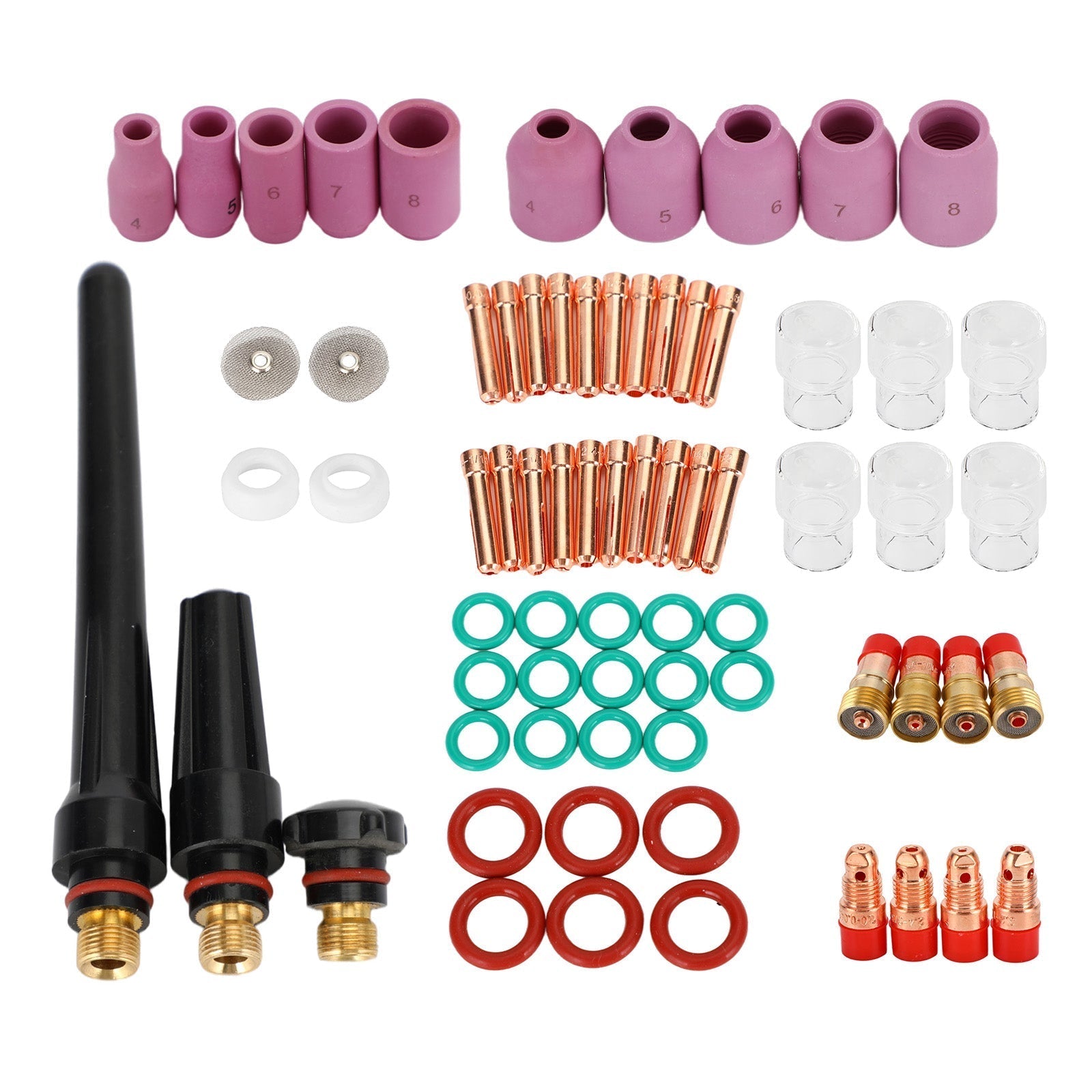 71PCS TIG Welding Torch Stubby Gas Lens #12 Glass Cup Kit For WP-17/18/26