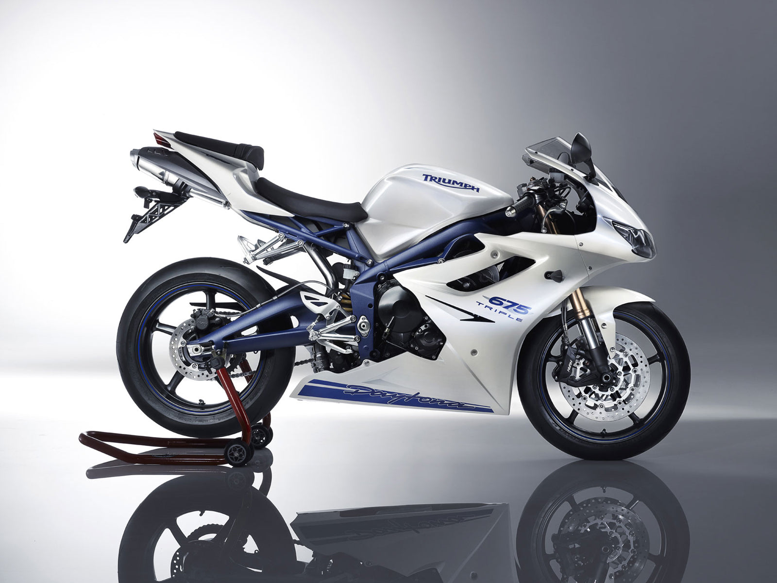 2006-2008 Triumph Daytona 675 White Blue Bodywork Fairing ABS Sprøytestøping 2# Generisk