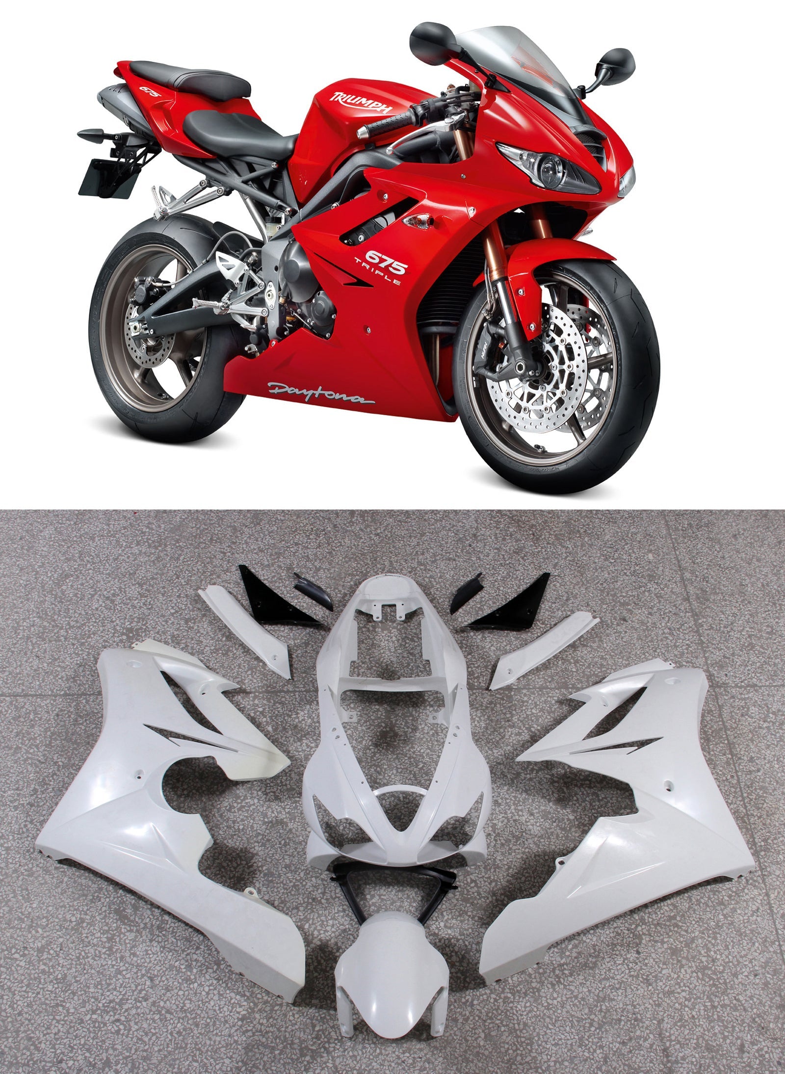 2006-2008 Triumph Daytona 675 Red Bodywork Fairing ABS Sprøytestøping 3# Generisk