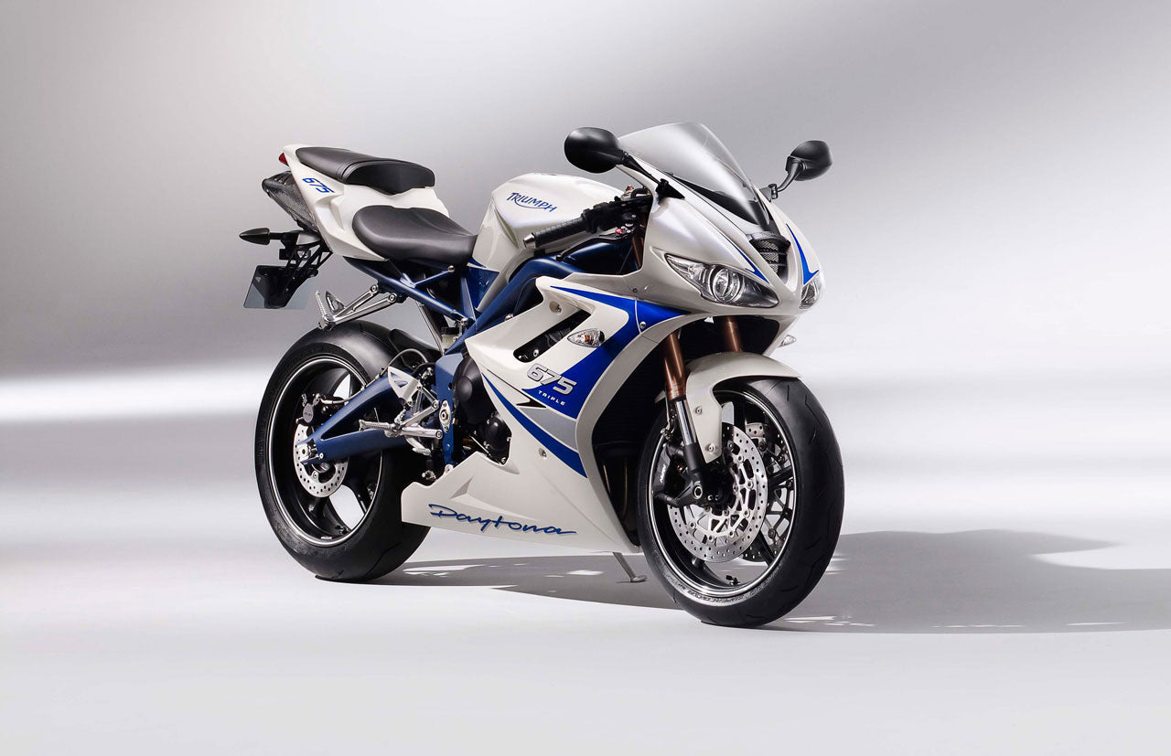 2006-2008 Triumph Daytona 675 White Blue Bodywork Fairing ABS Sprøytestøping 7# Generisk