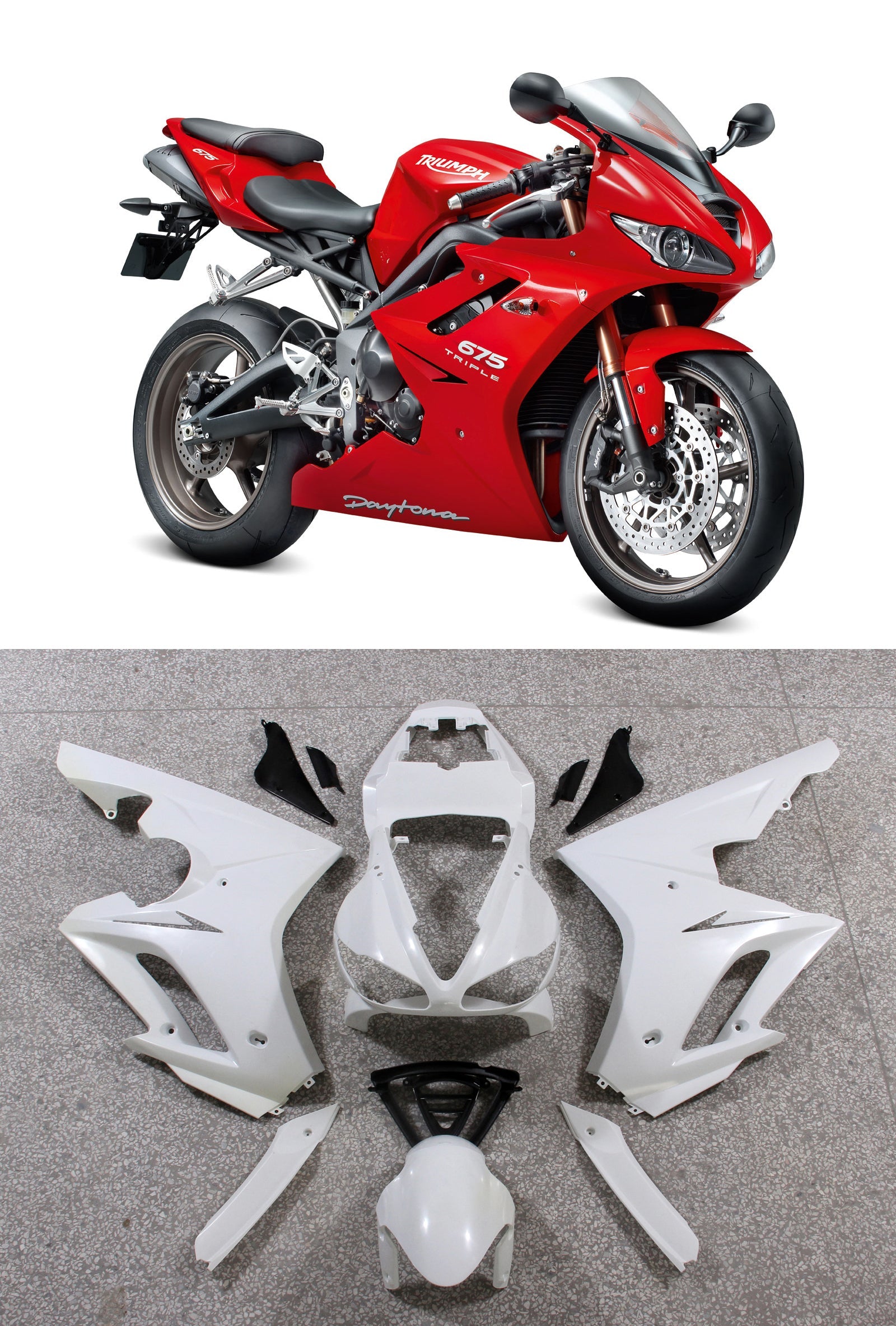 2009-2012 Triumph Daytona 675 Red Bodywork Fairing ABS Sprøytestøping Generisk