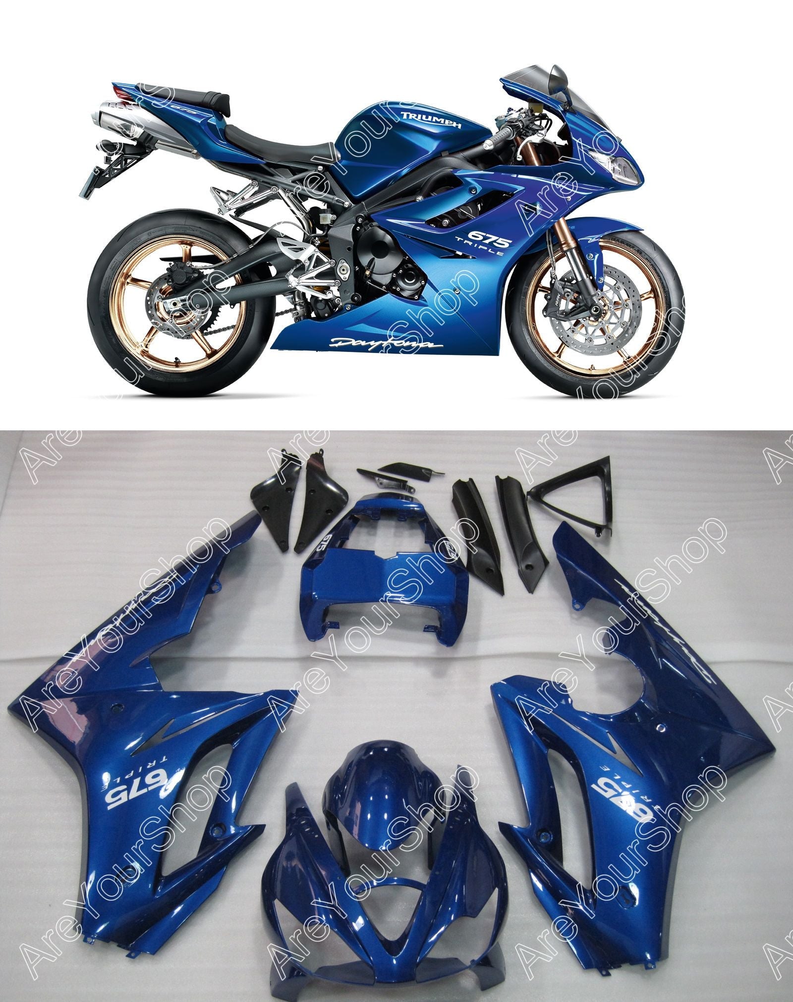 2009-2012 Triumph Daytona 675 Blue Bodywork Fairing ABS Sprøytestøping Generisk